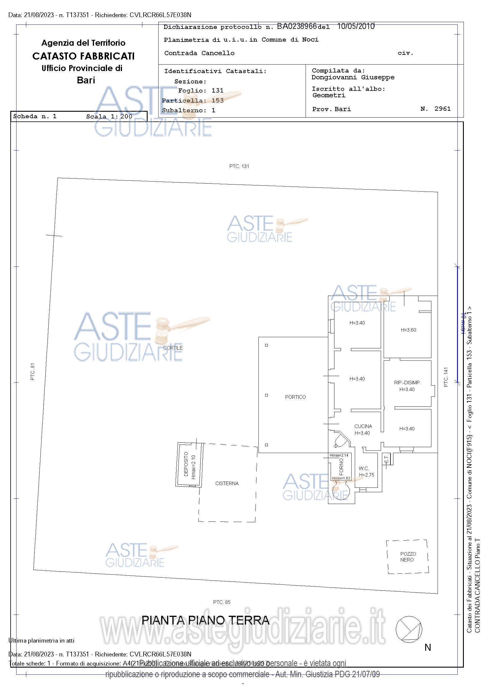 Planimetria del bene