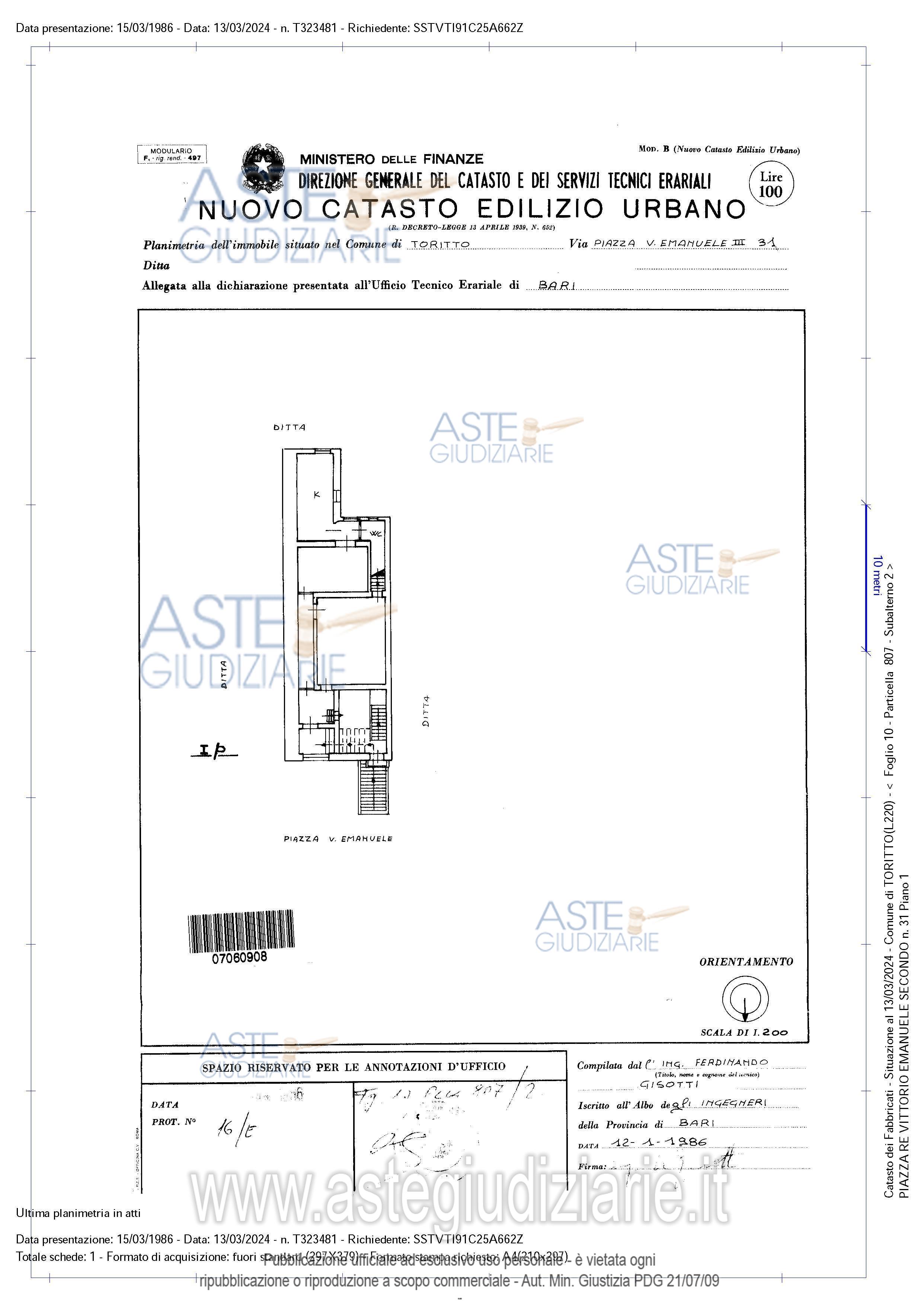 Planimetria del bene