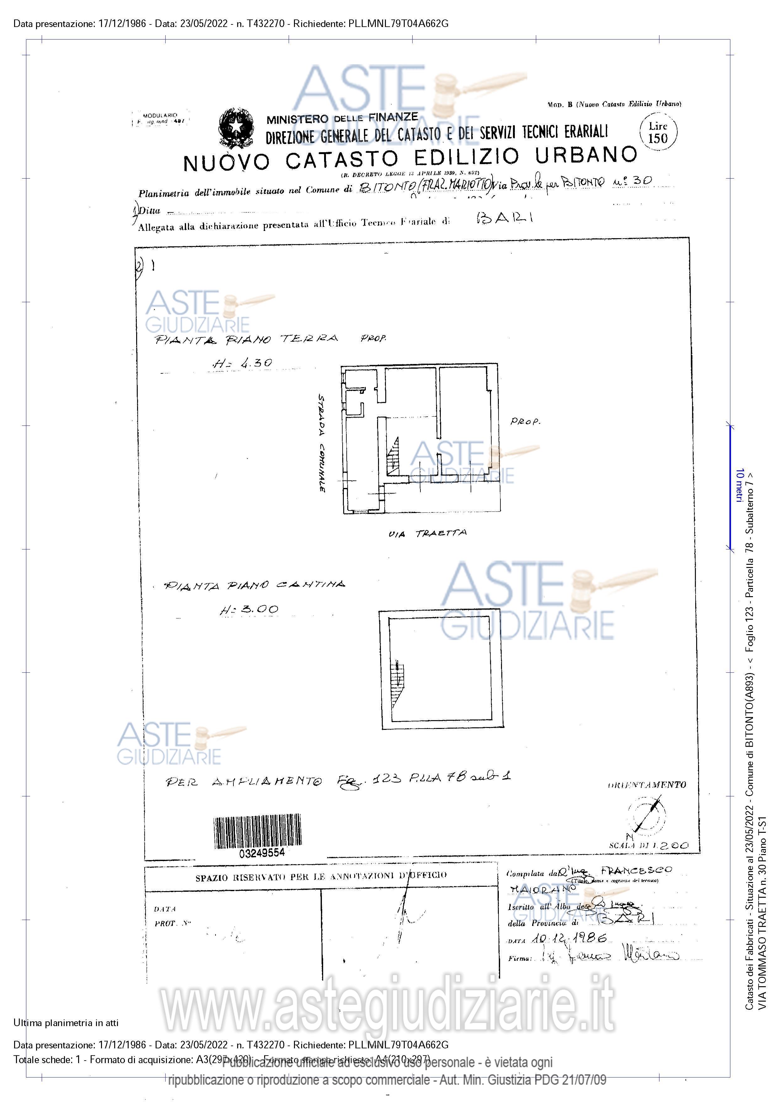 Planimetria del bene