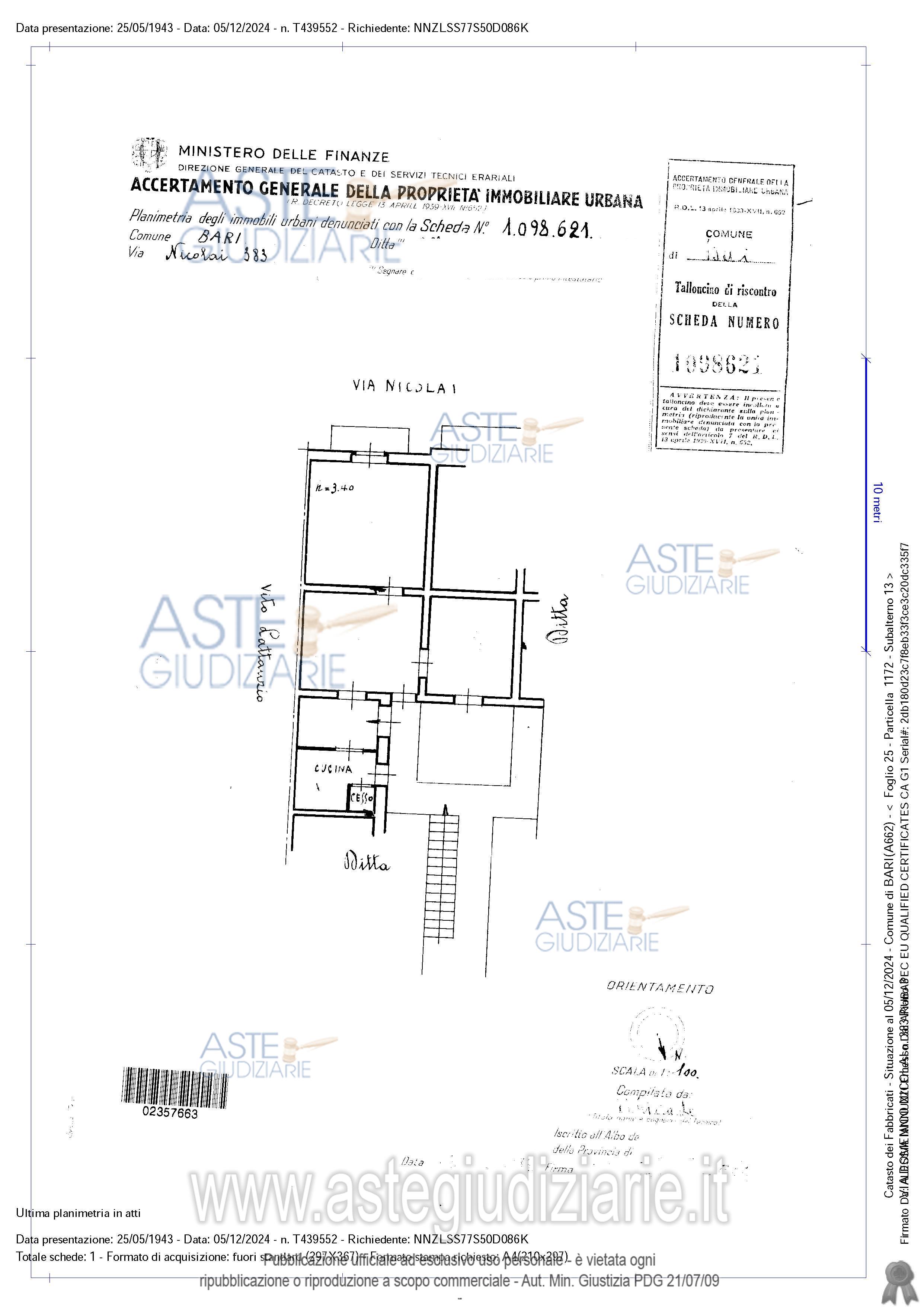 Planimetria del bene