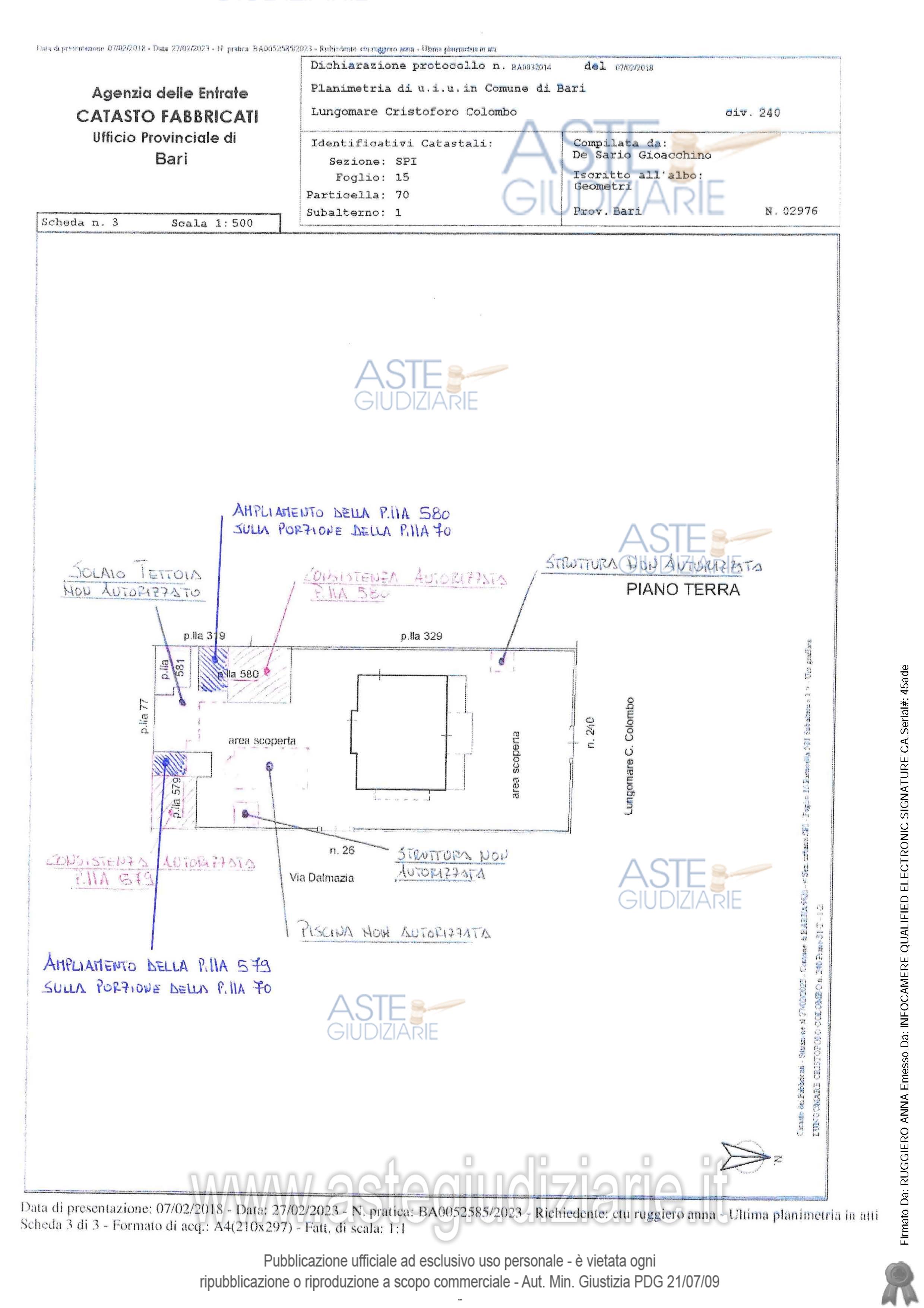 Planimetria del bene