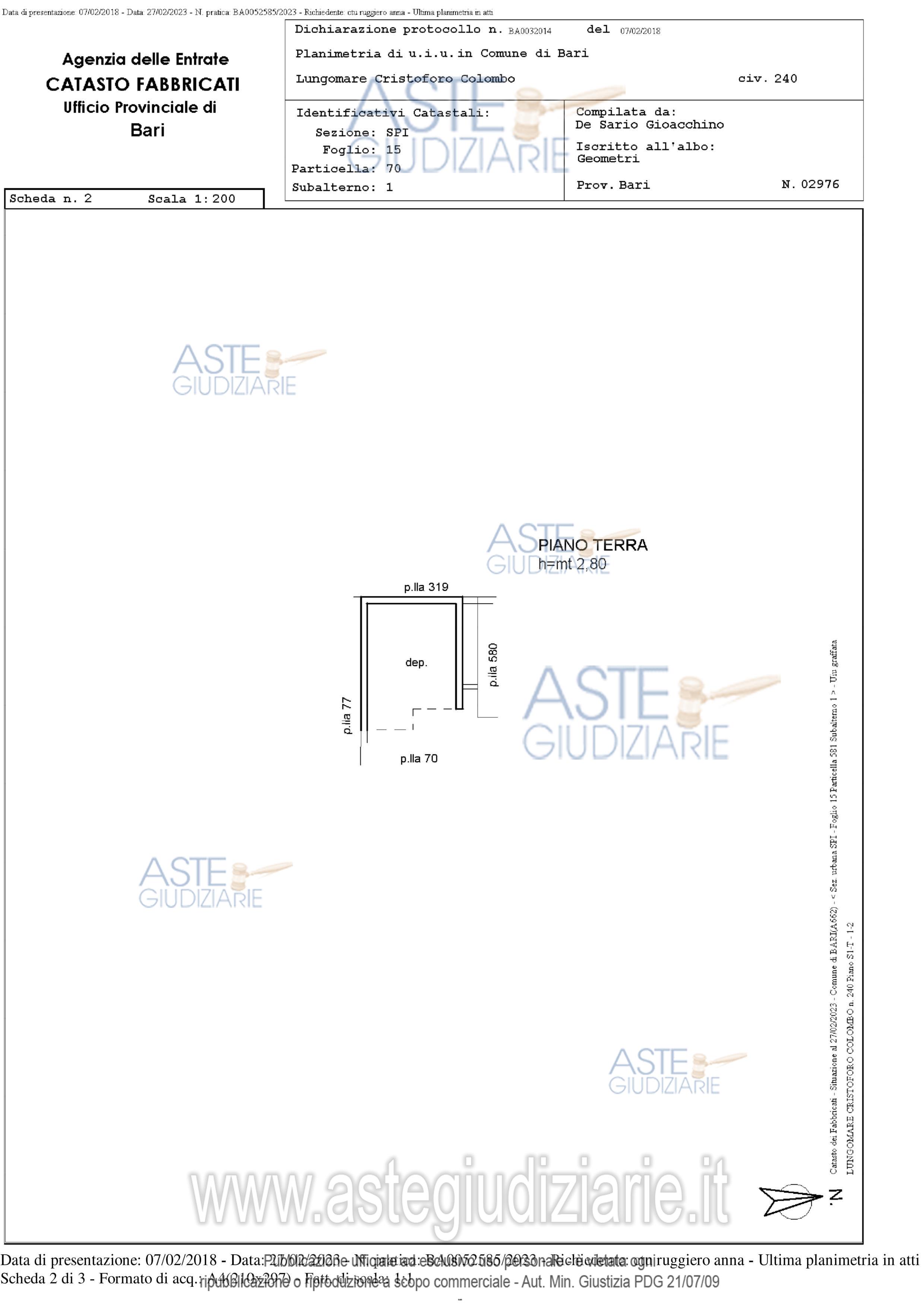 Planimetria del bene