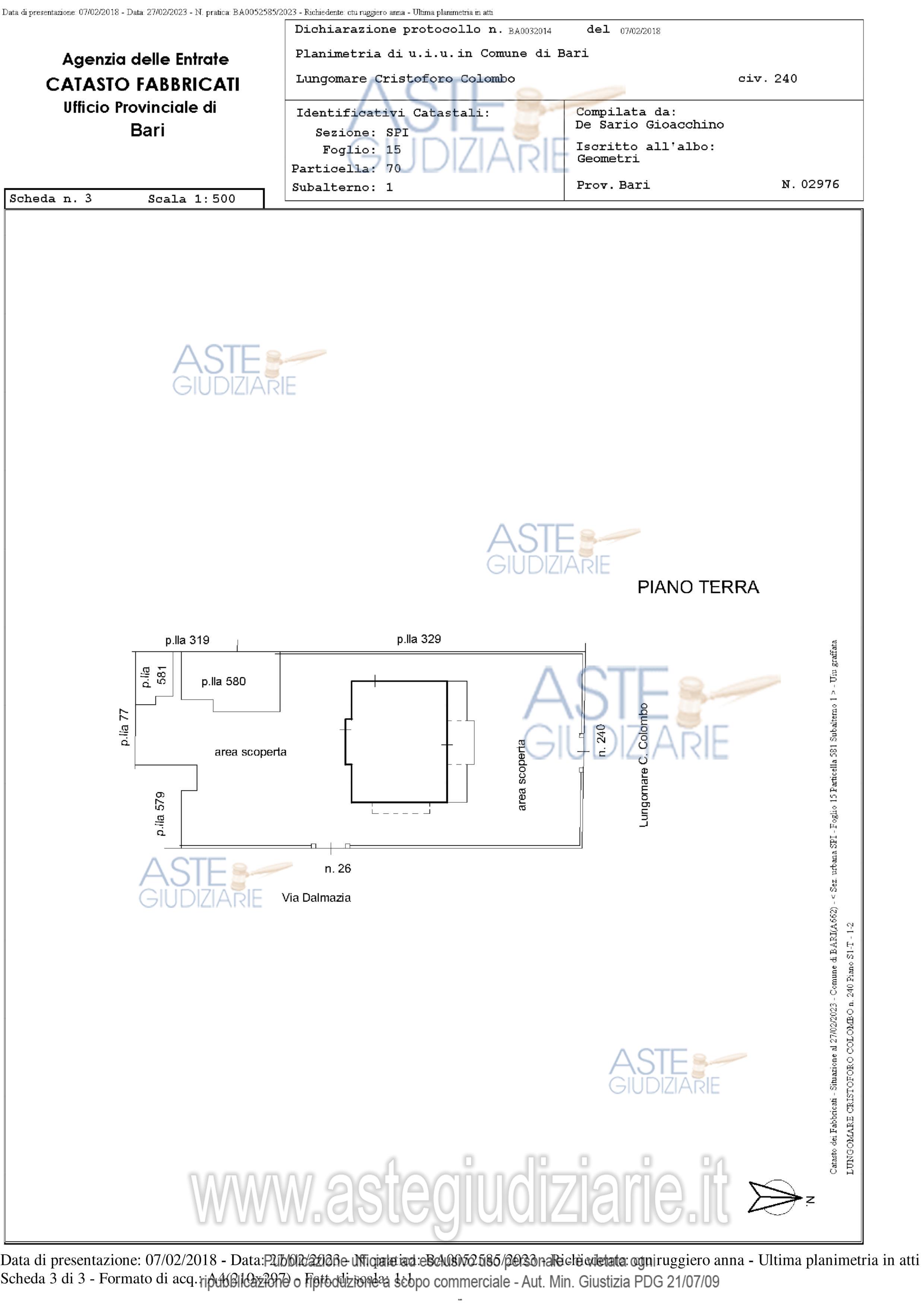 Planimetria del bene