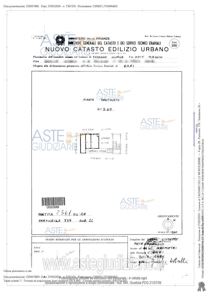 Planimetria del bene