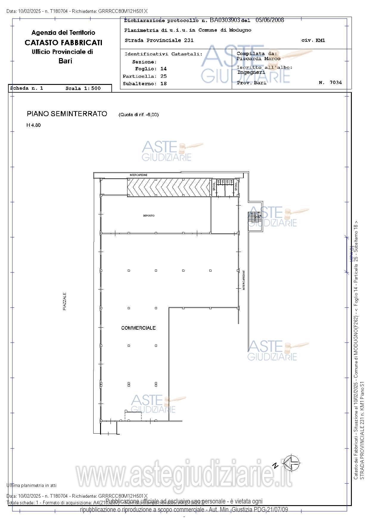 Planimetria del bene
