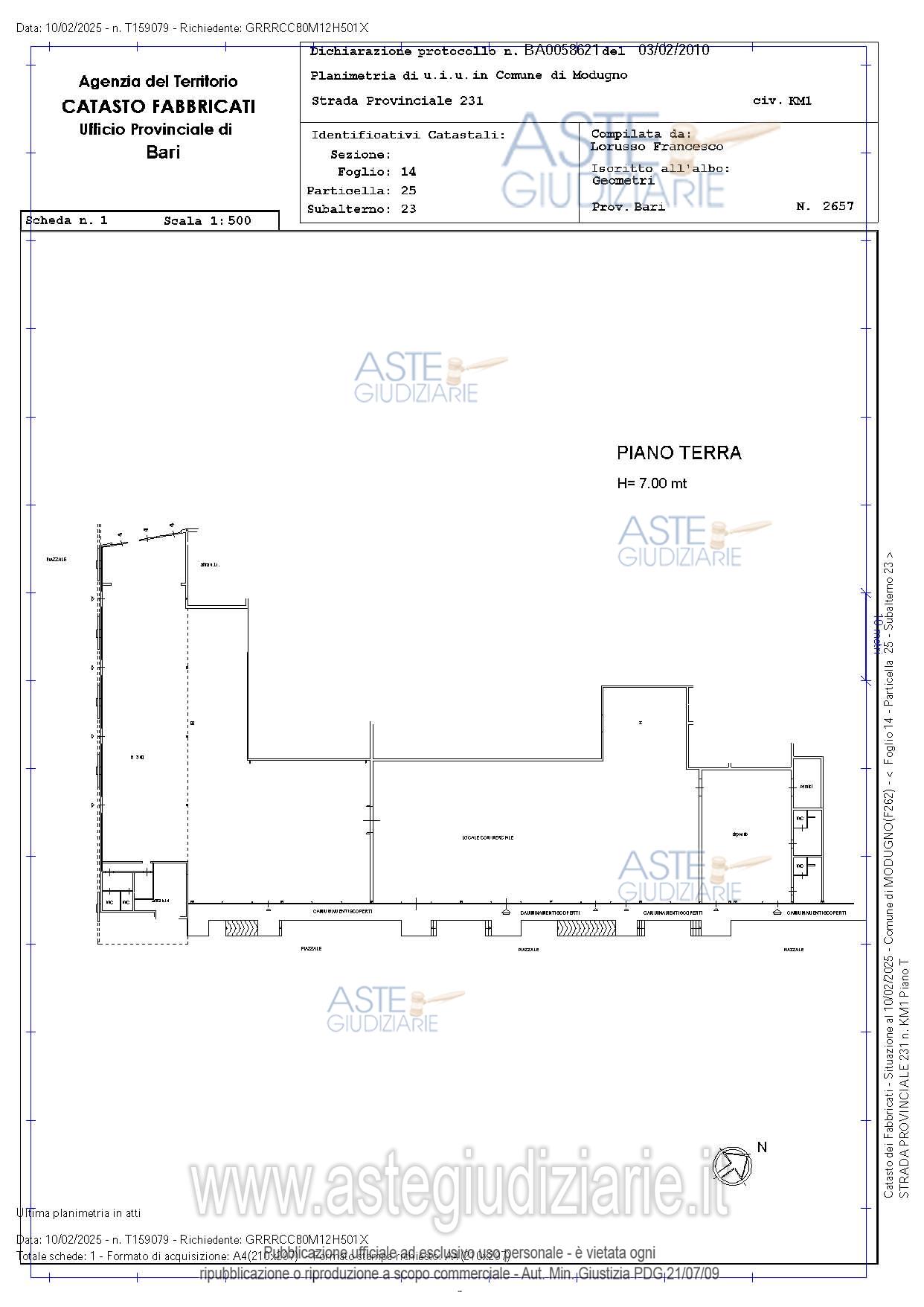 Planimetria del bene