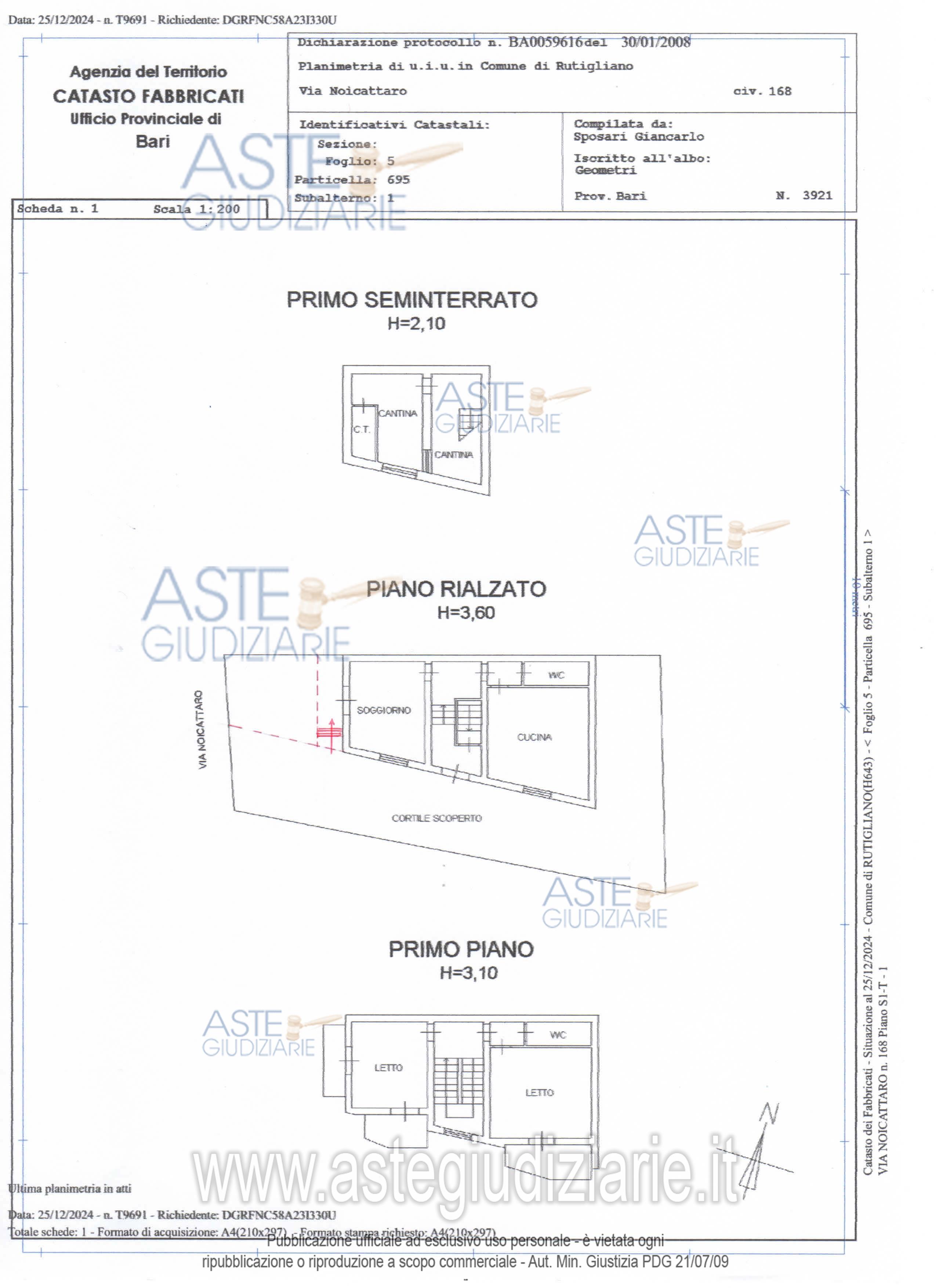 Planimetria del bene