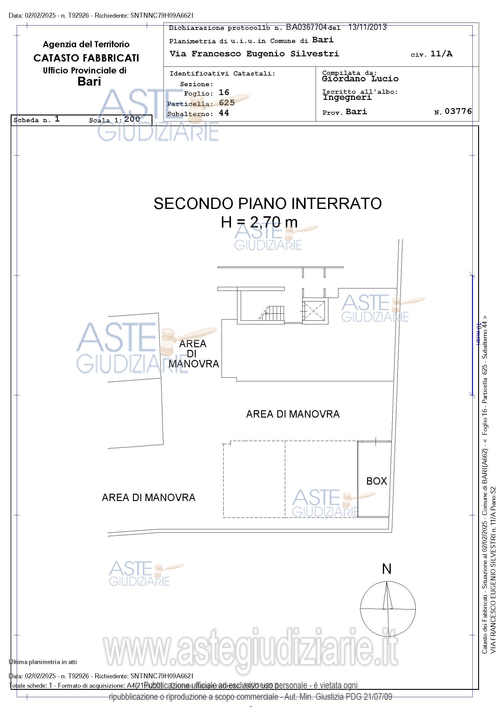 Planimetria del bene