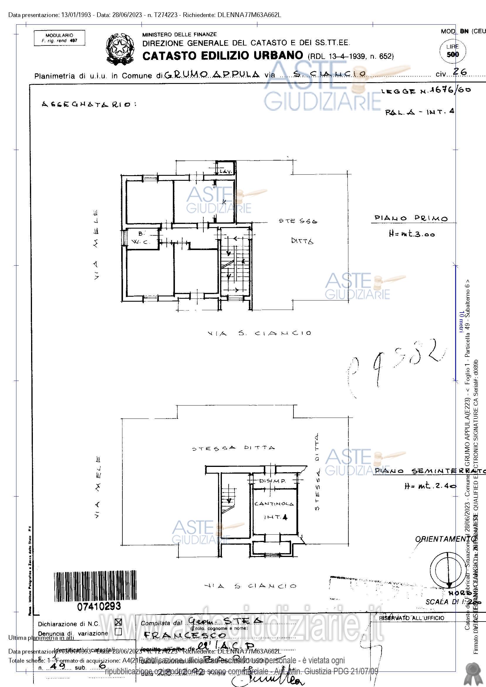 Planimetria del bene