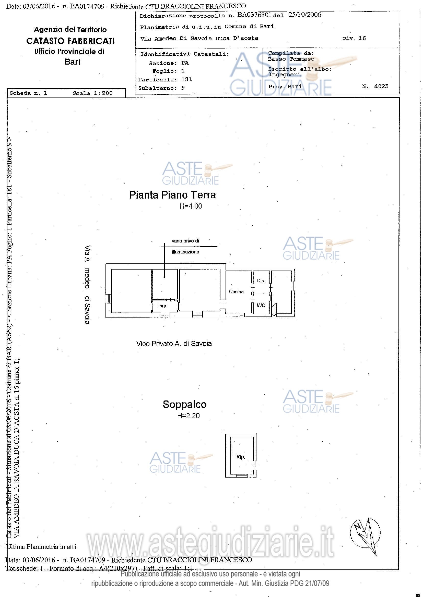 Planimetria del bene