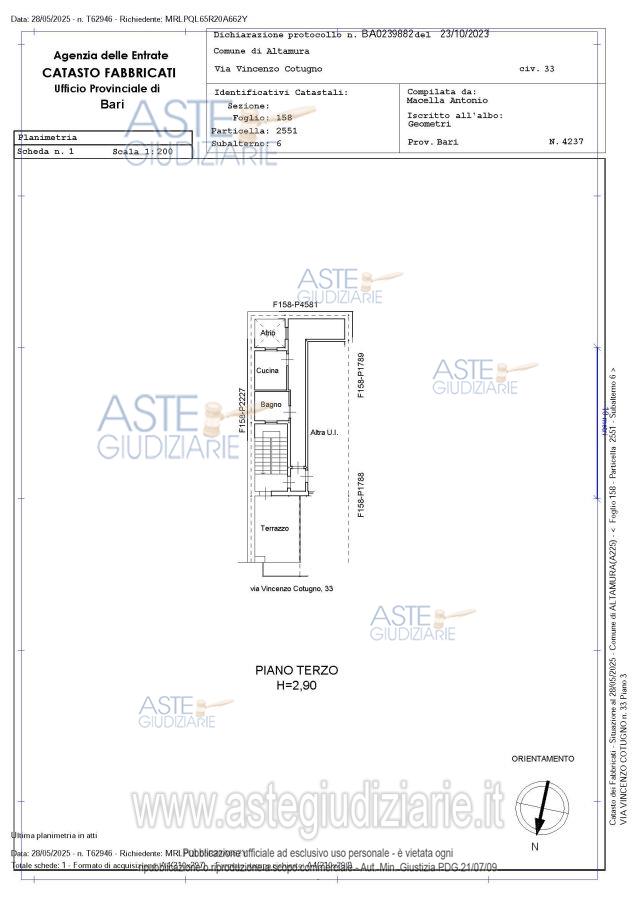 Planimetria del bene