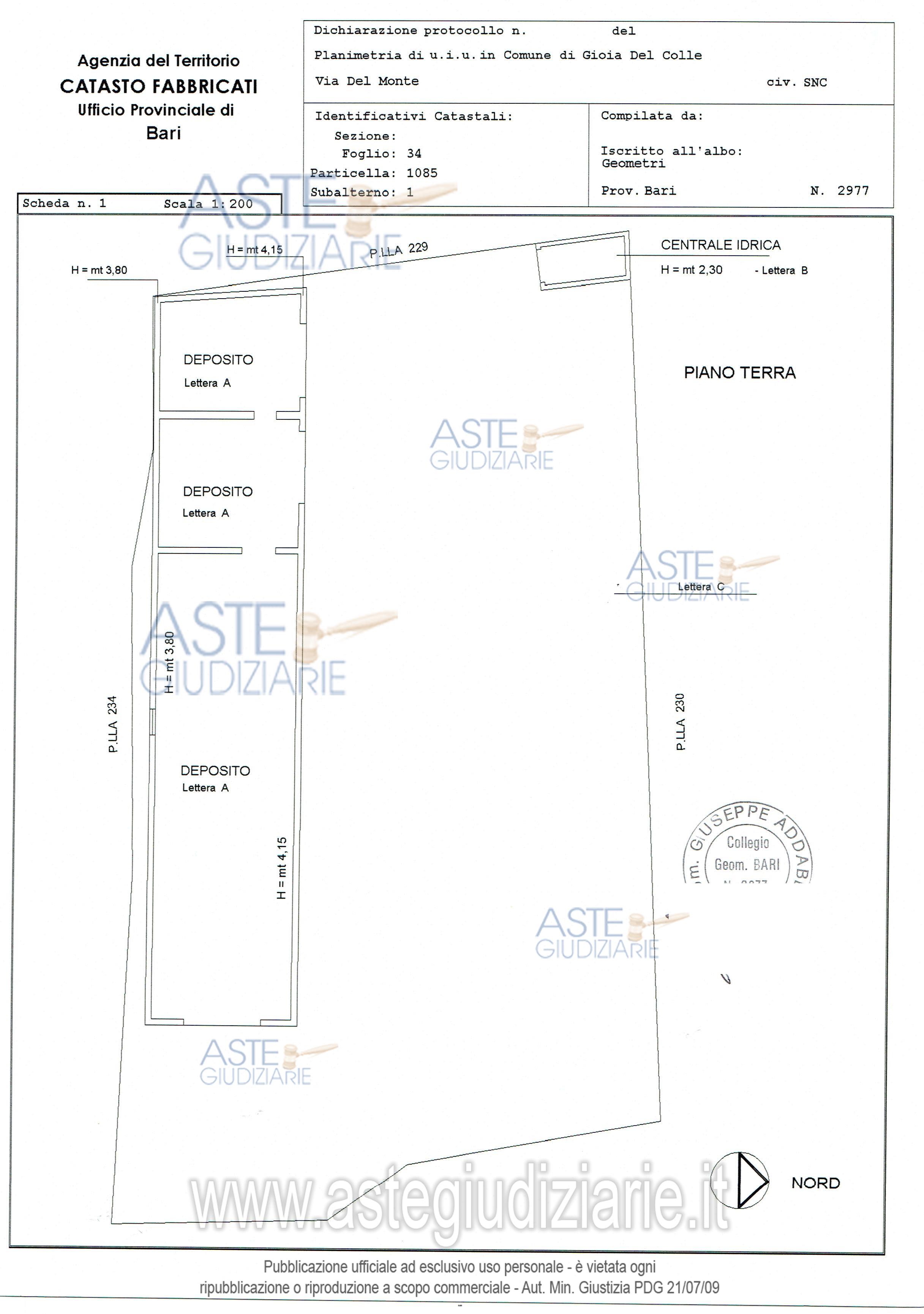 Planimetria del bene