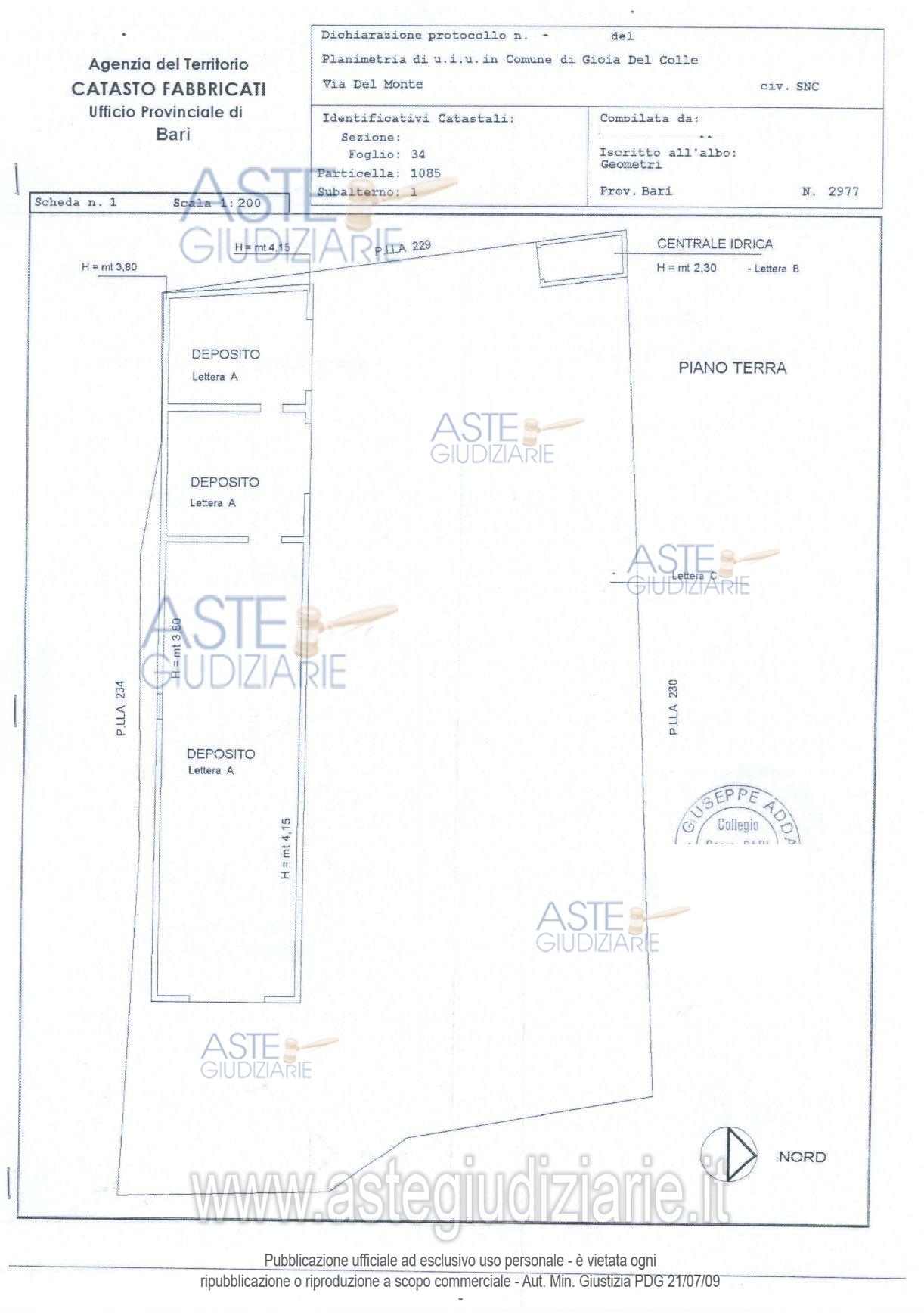 Planimetria del bene