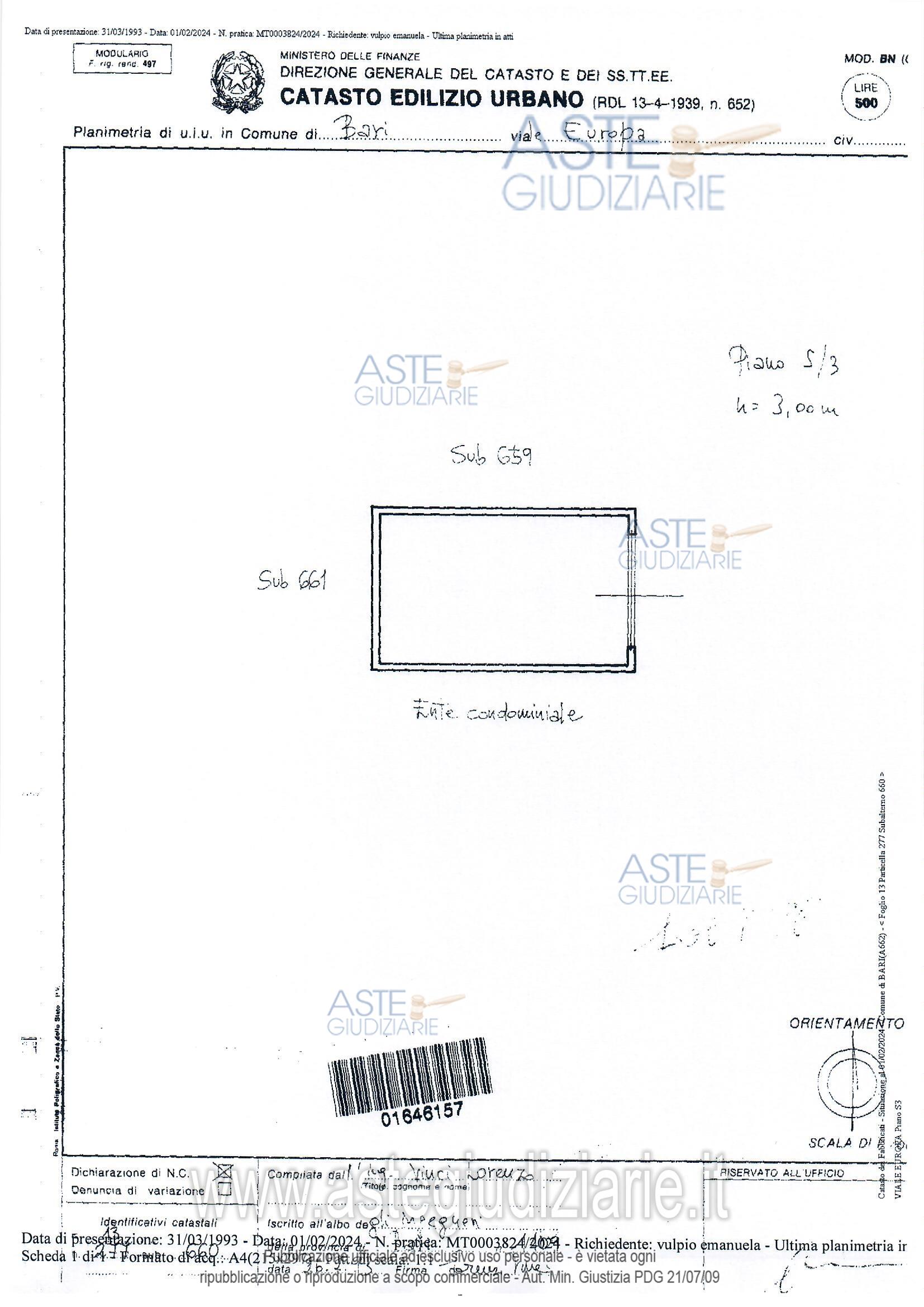 Planimetria del bene
