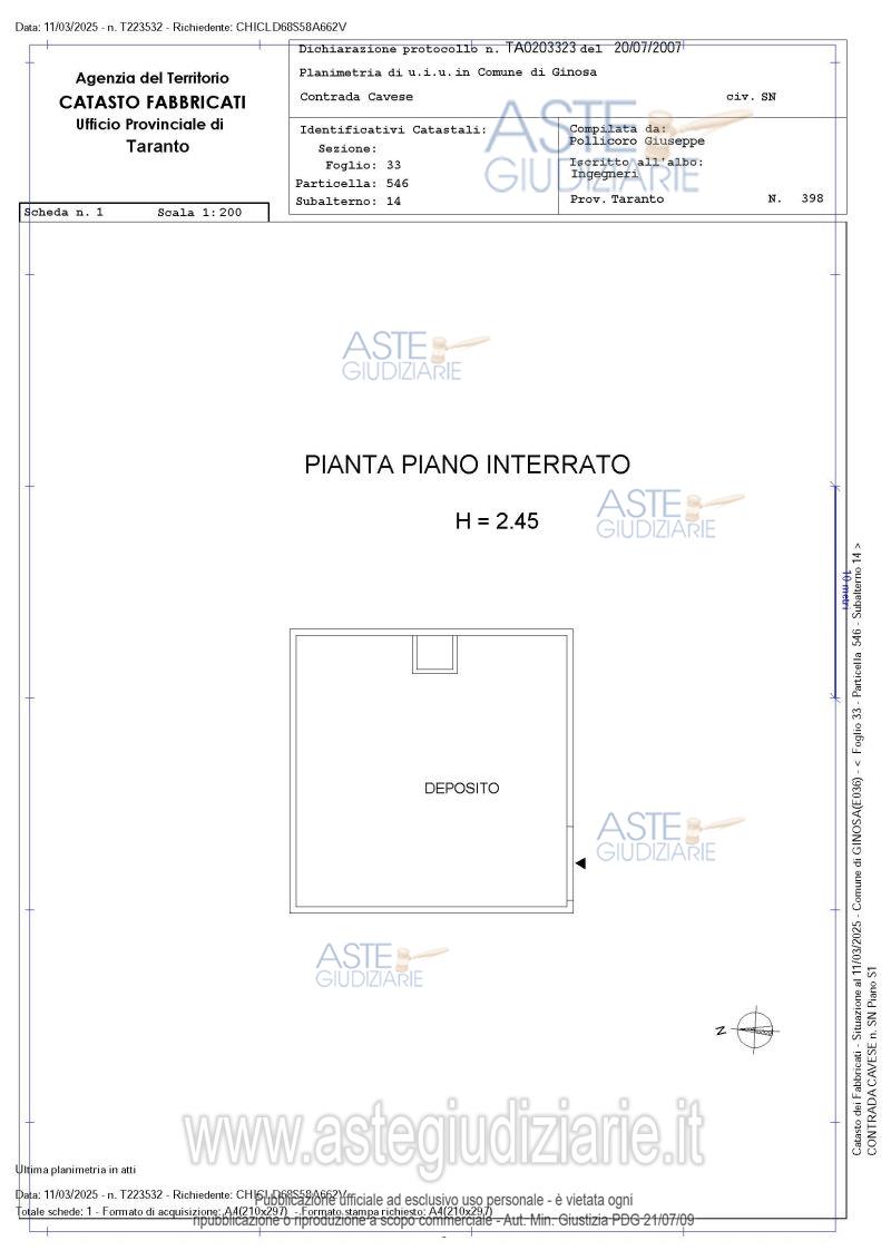 Planimetria del bene