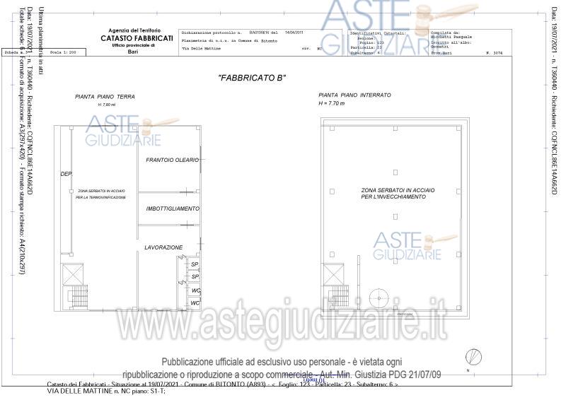Planimetria del bene