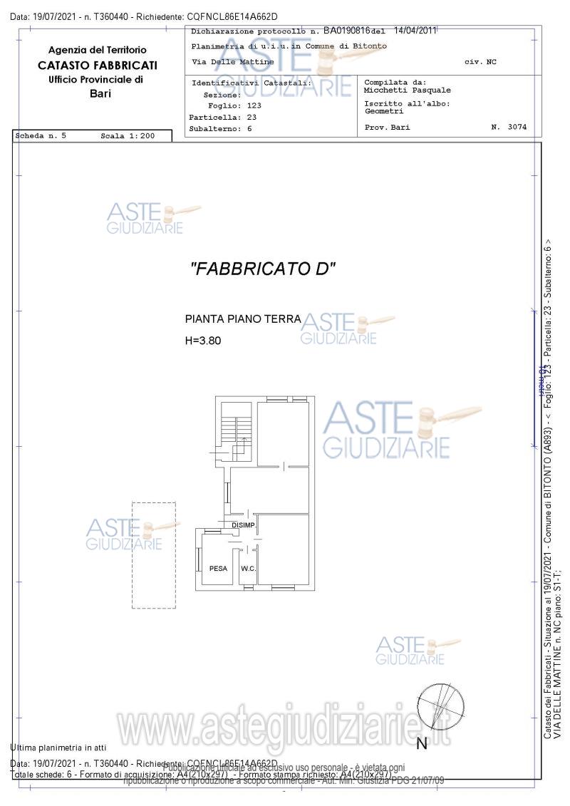 Planimetria del bene