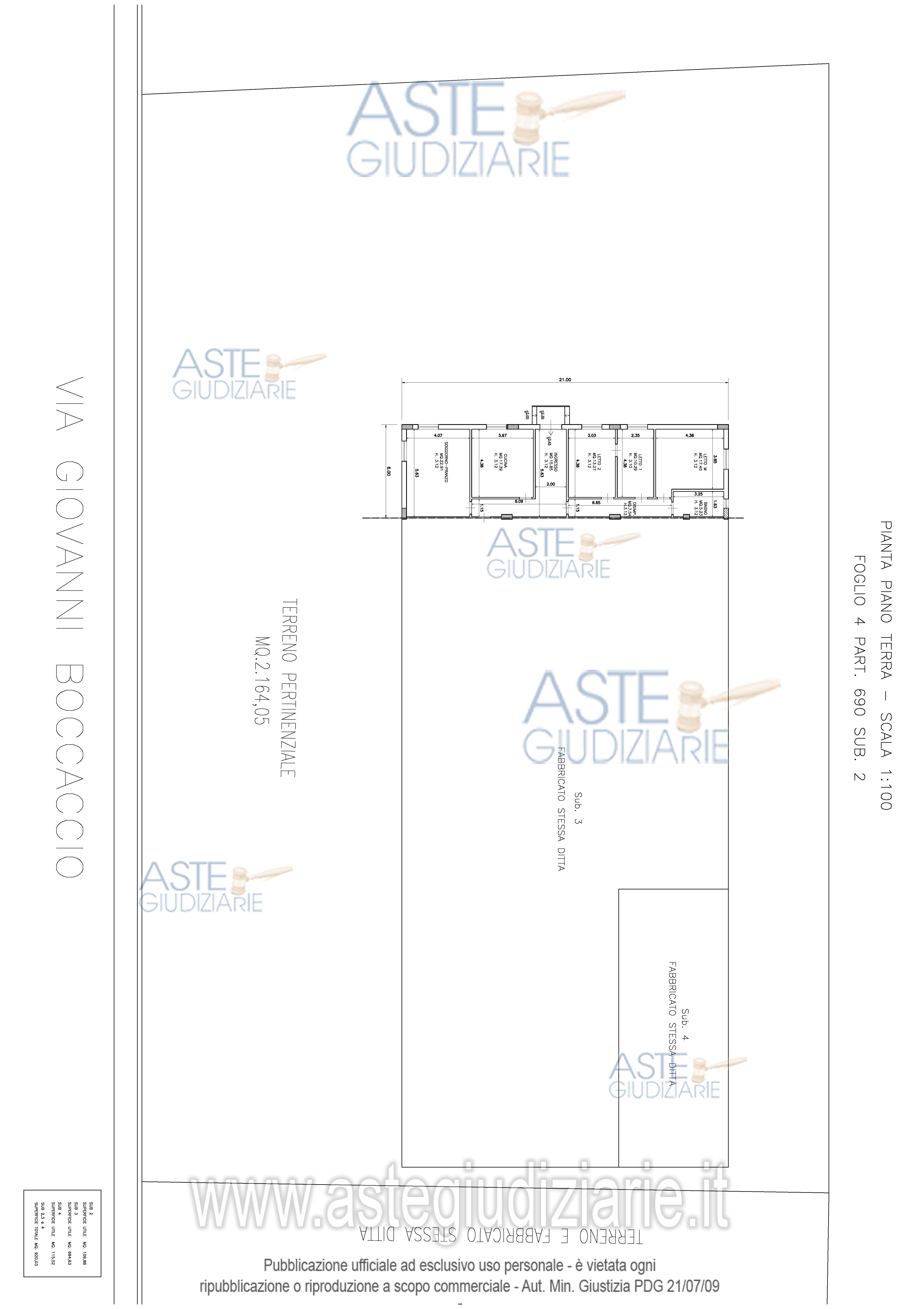 Planimetria del bene