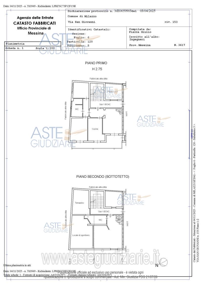 Planimetria del bene