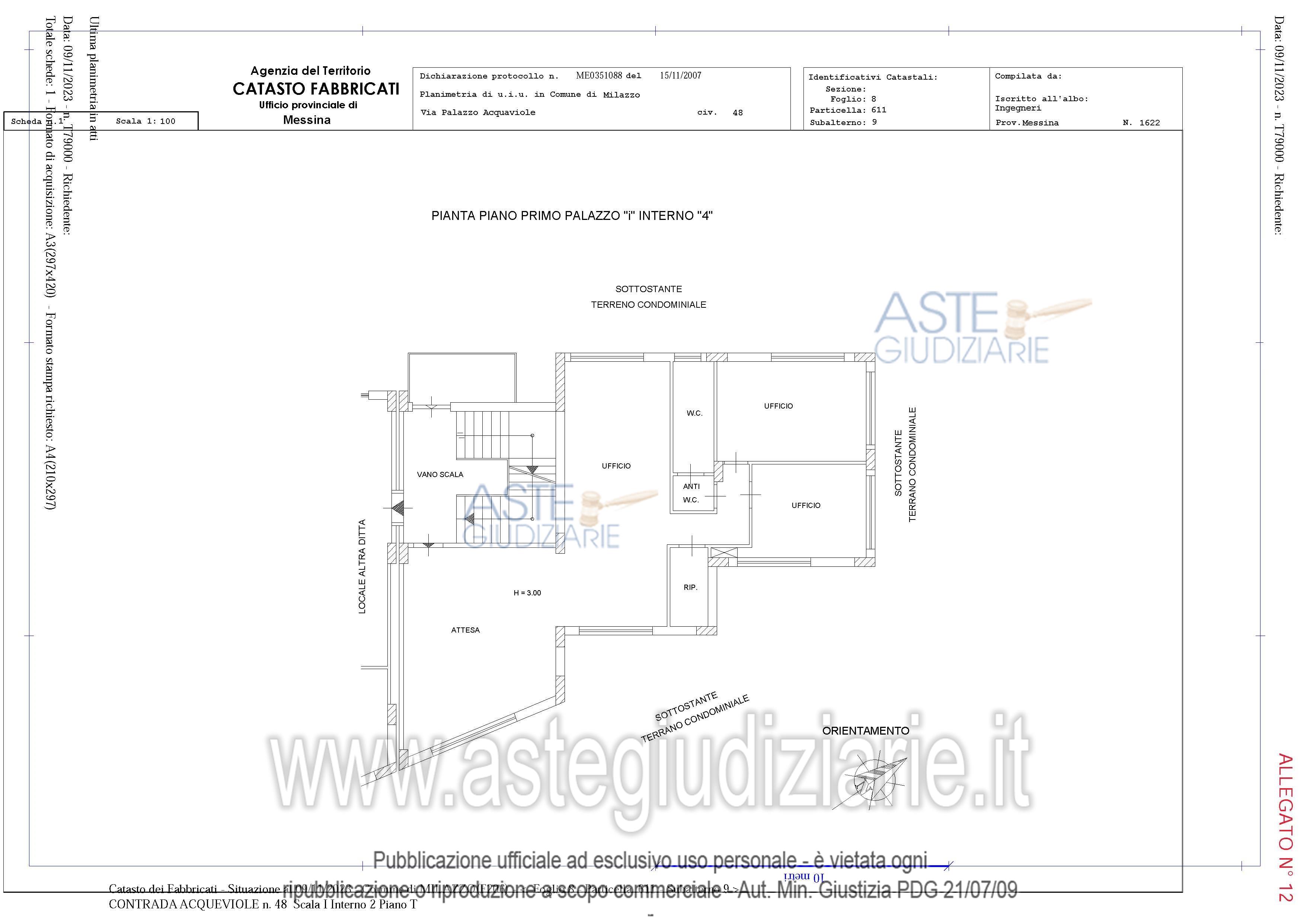 Planimetria del bene