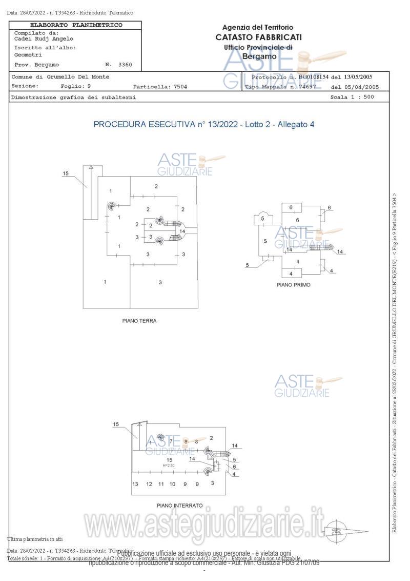 Planimetria del bene
