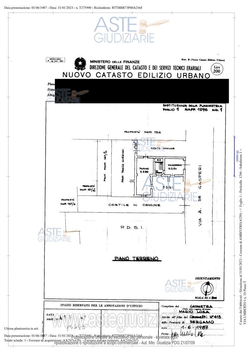 Planimetria del bene