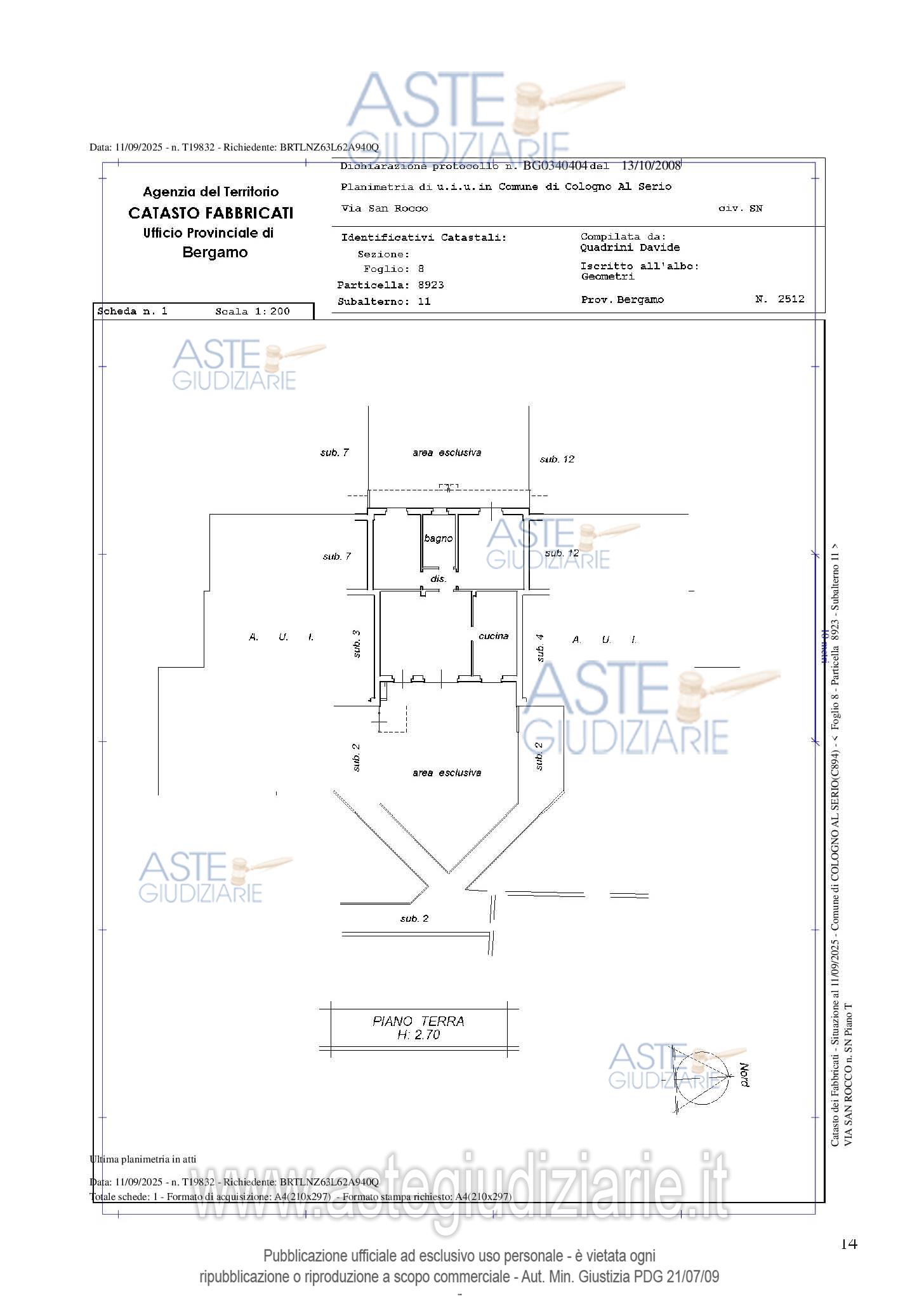 Planimetria del bene