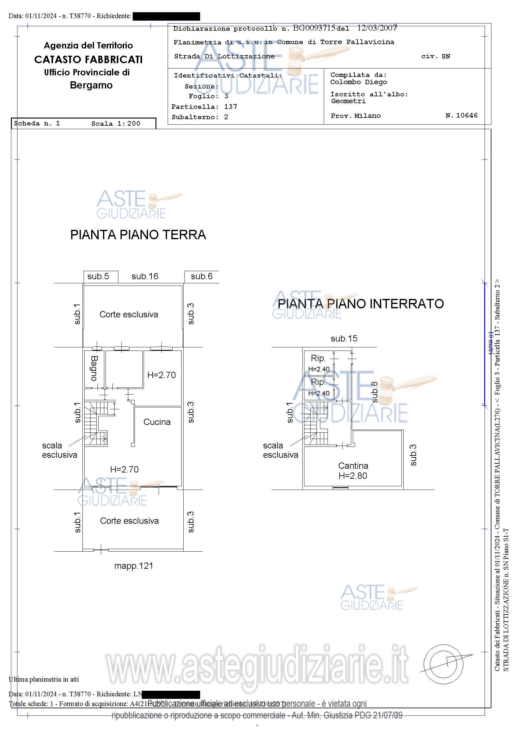 Planimetria del bene
