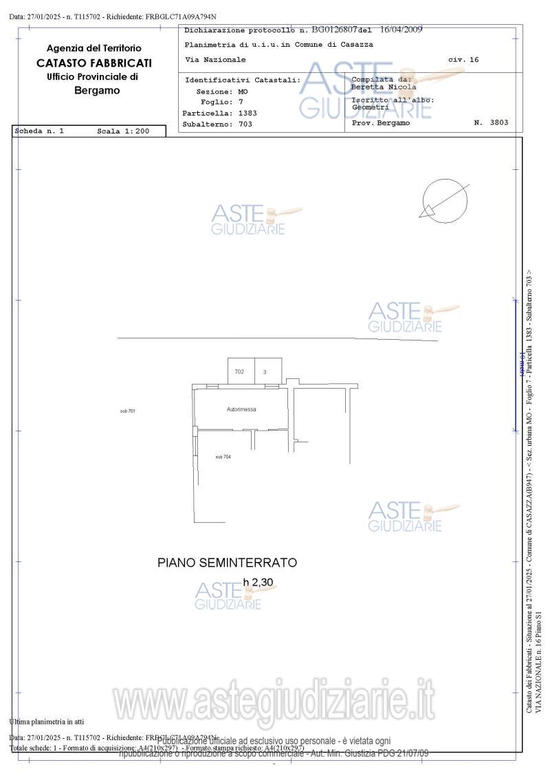 Planimetria del bene