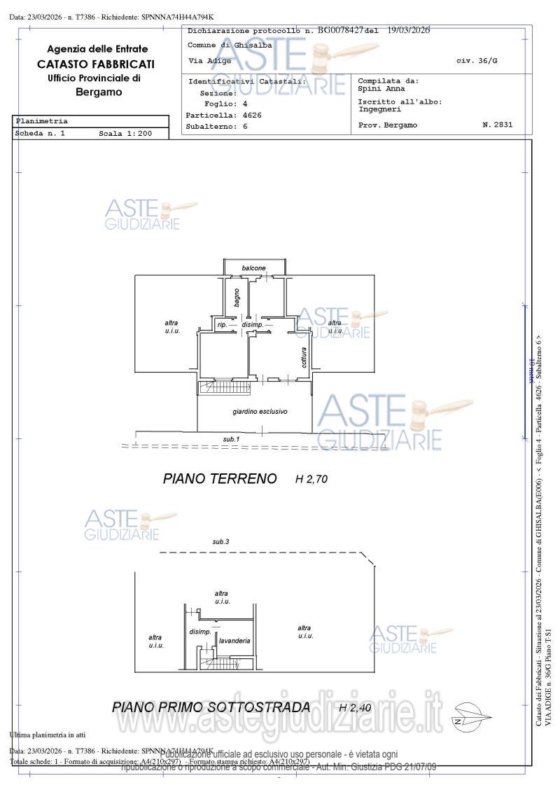 Planimetria del bene