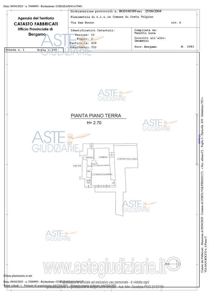 Planimetria del bene