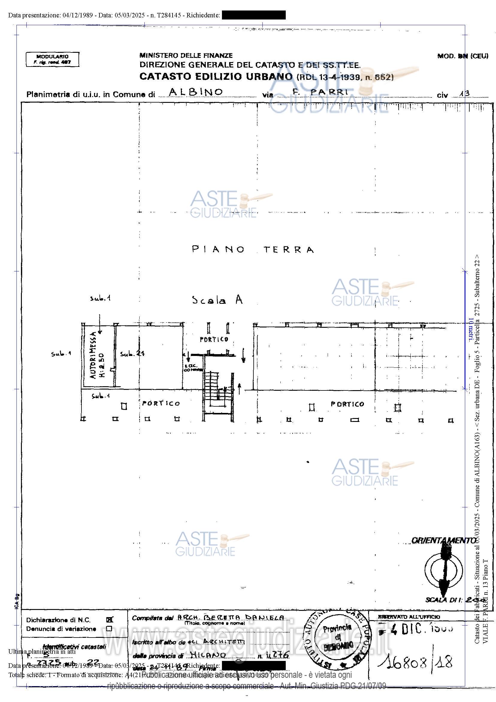 Planimetria del bene