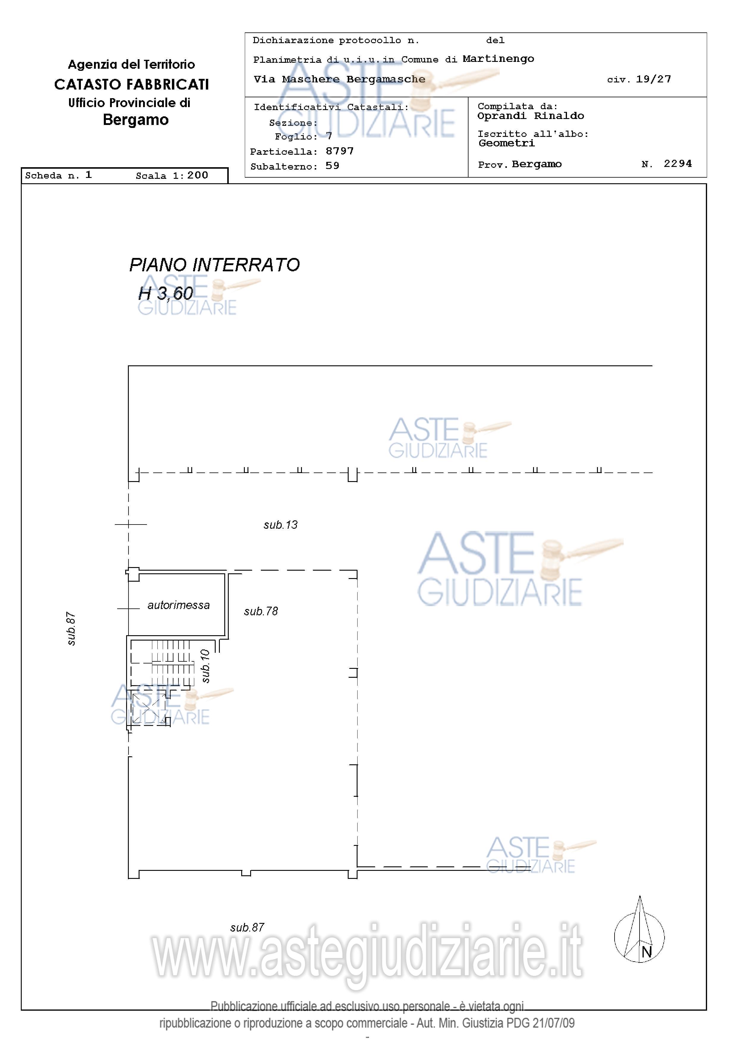 Planimetria del bene