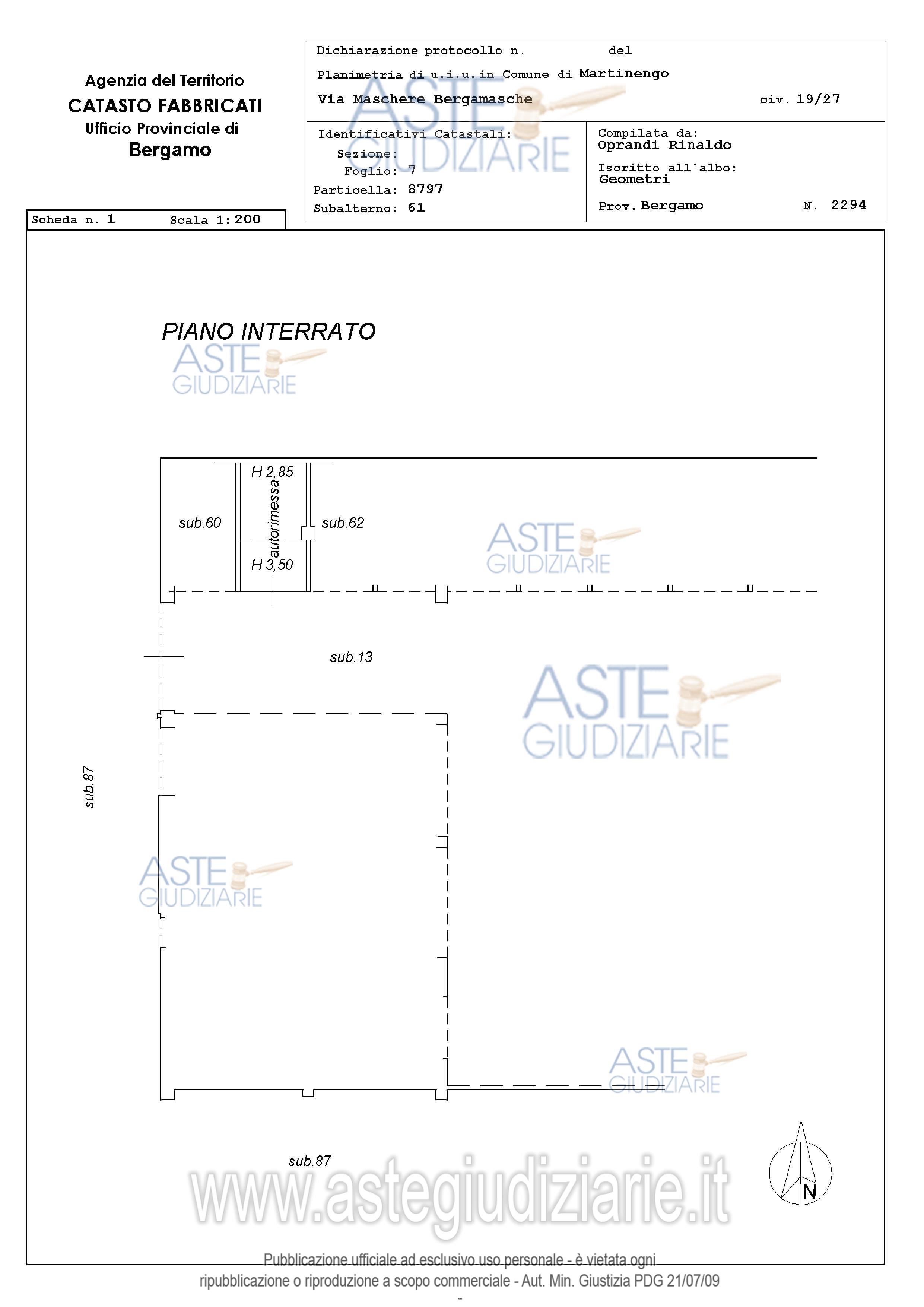 Planimetria del bene