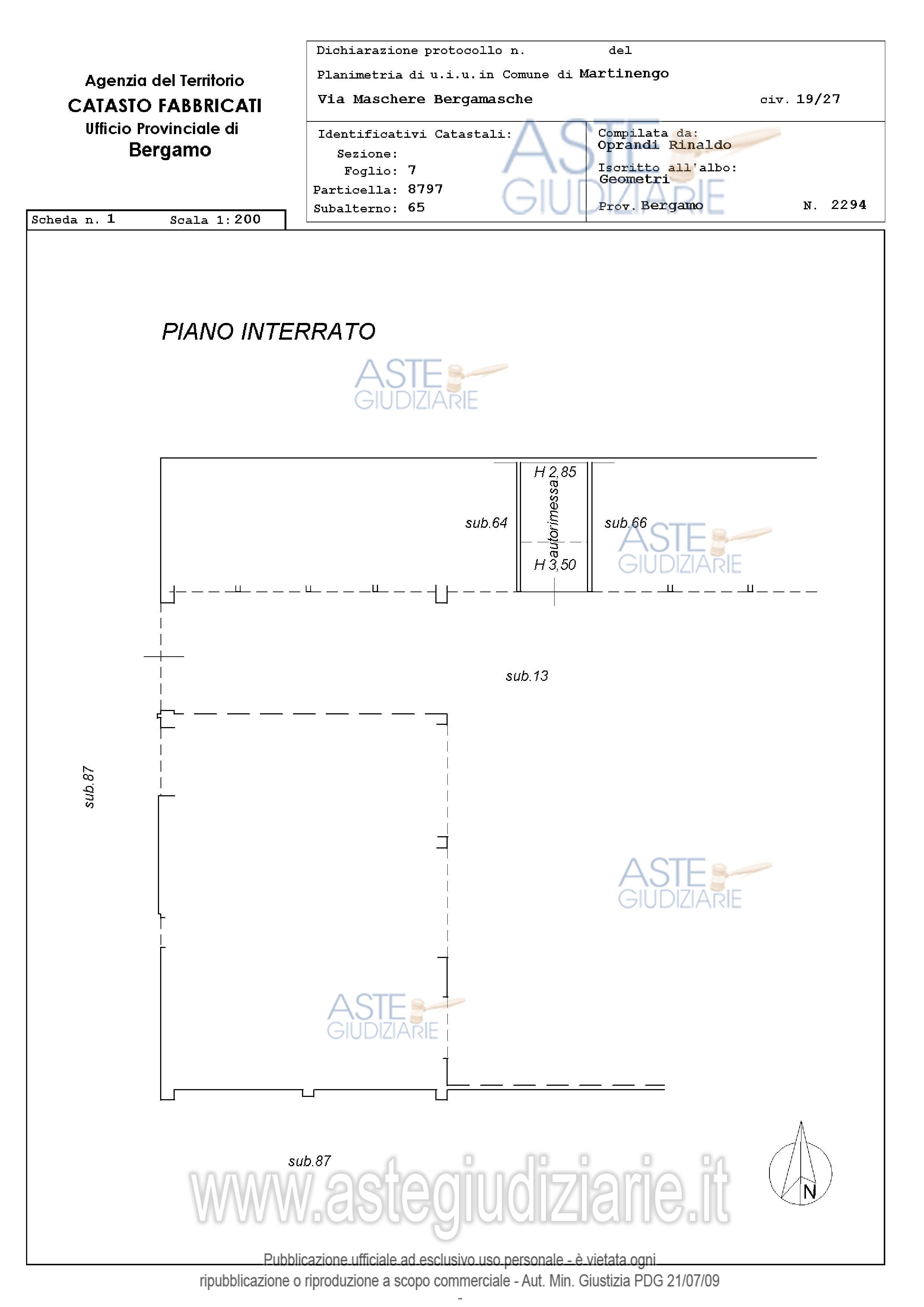 Planimetria del bene