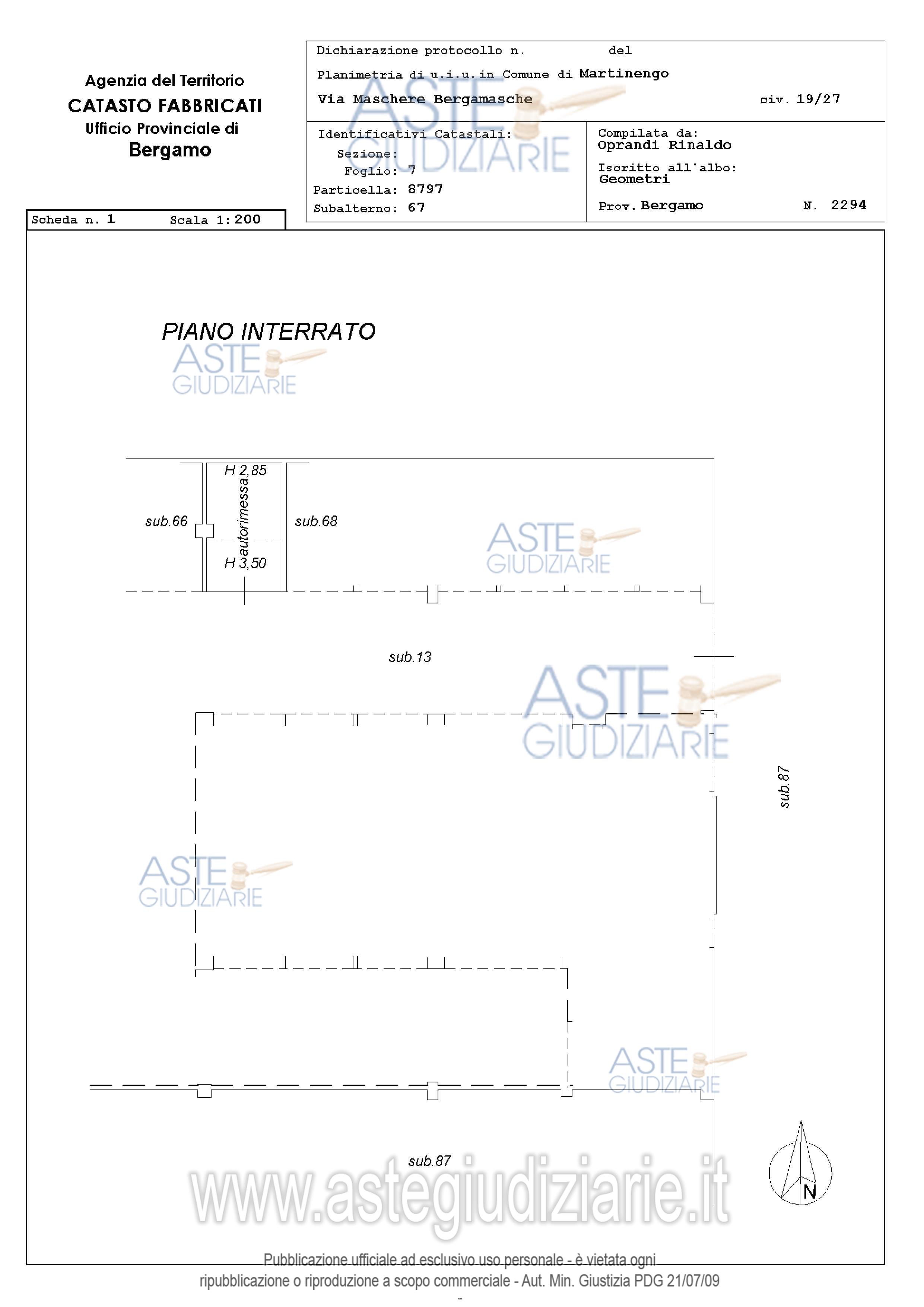 Planimetria del bene