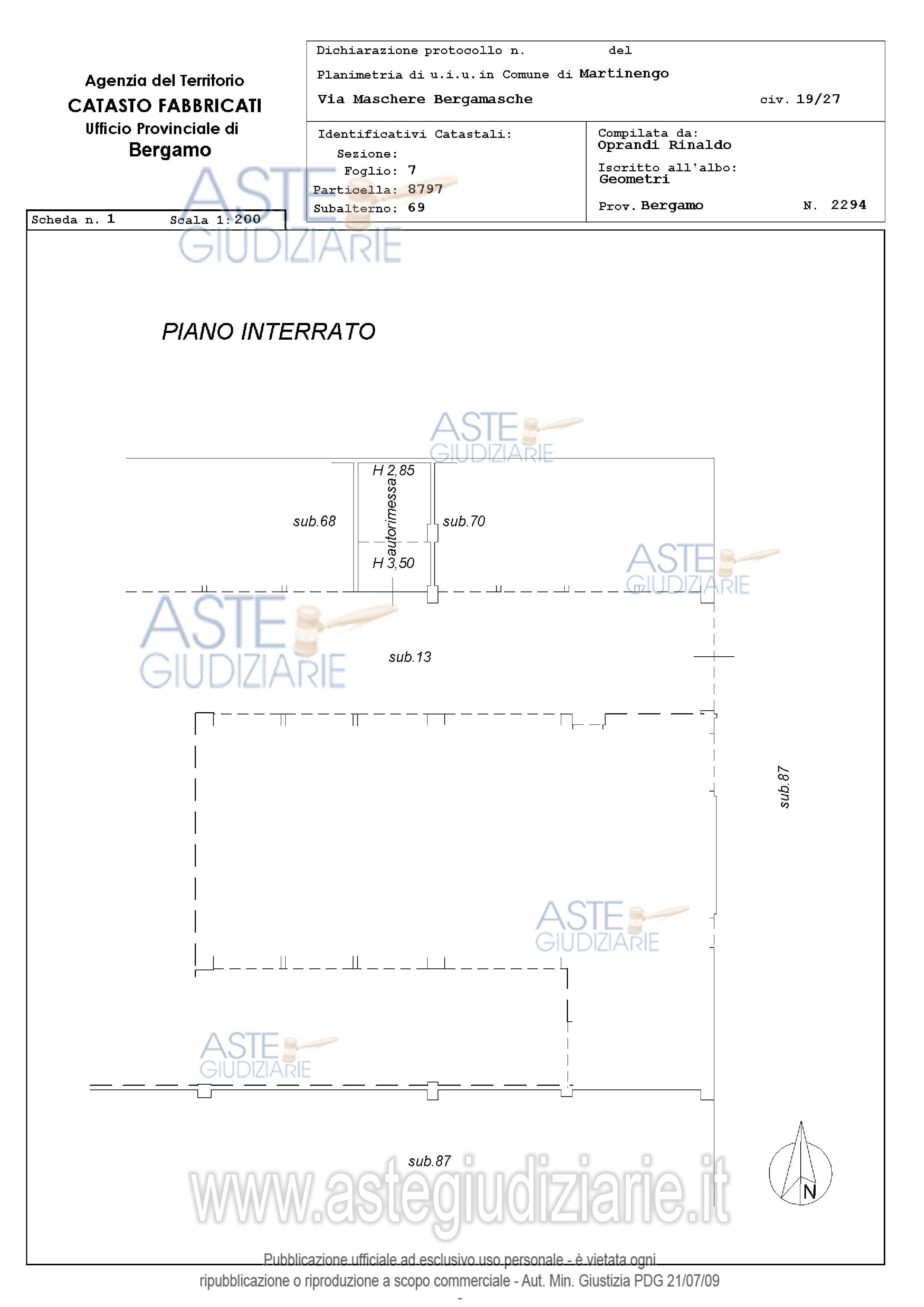 Planimetria del bene