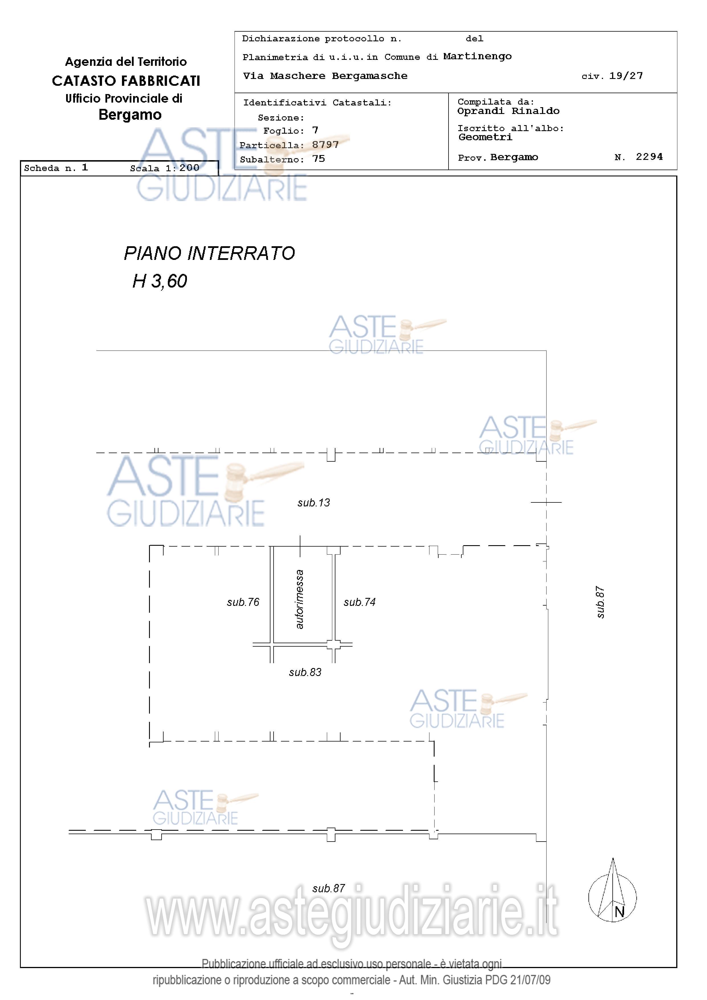 Planimetria del bene