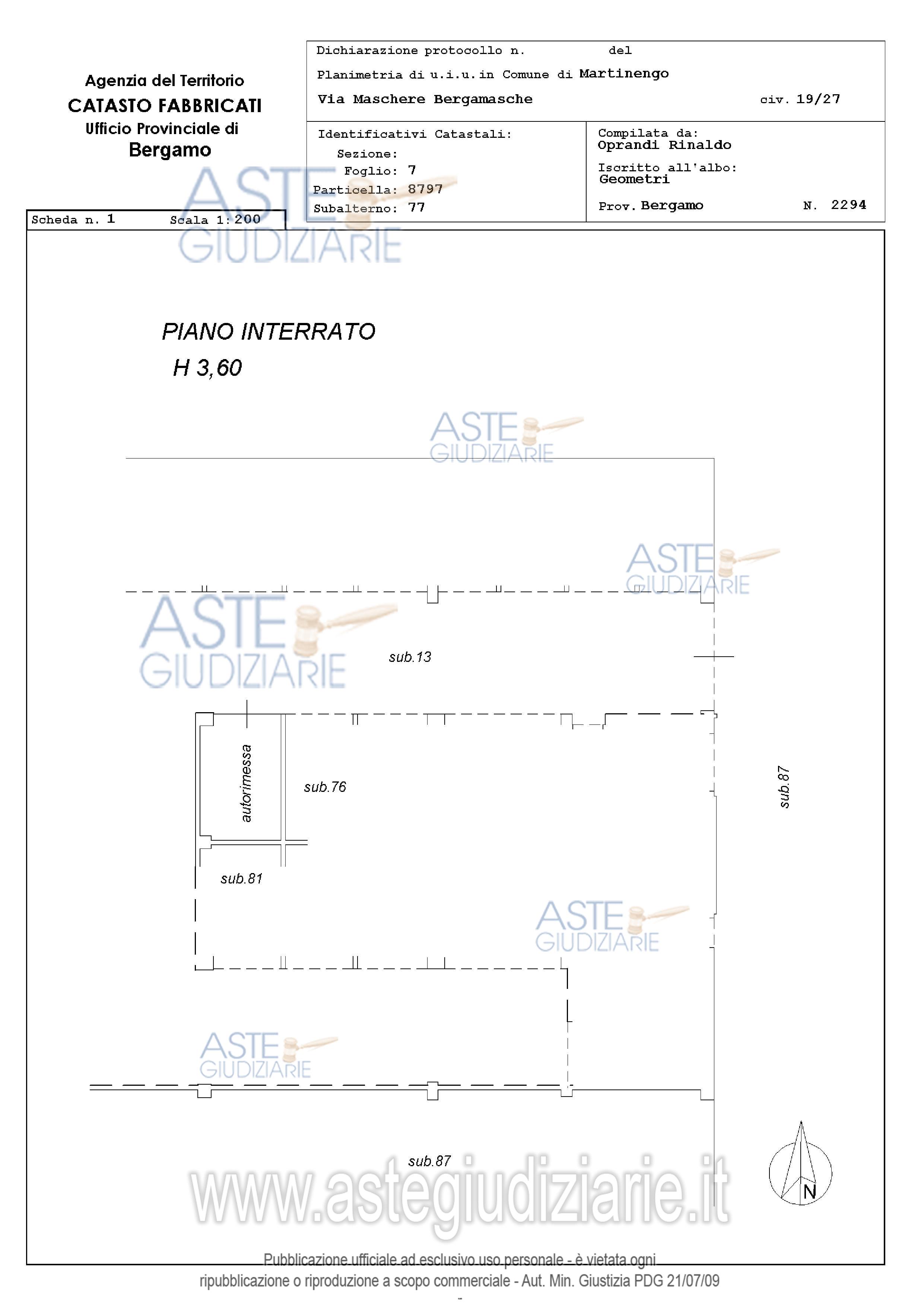 Planimetria del bene