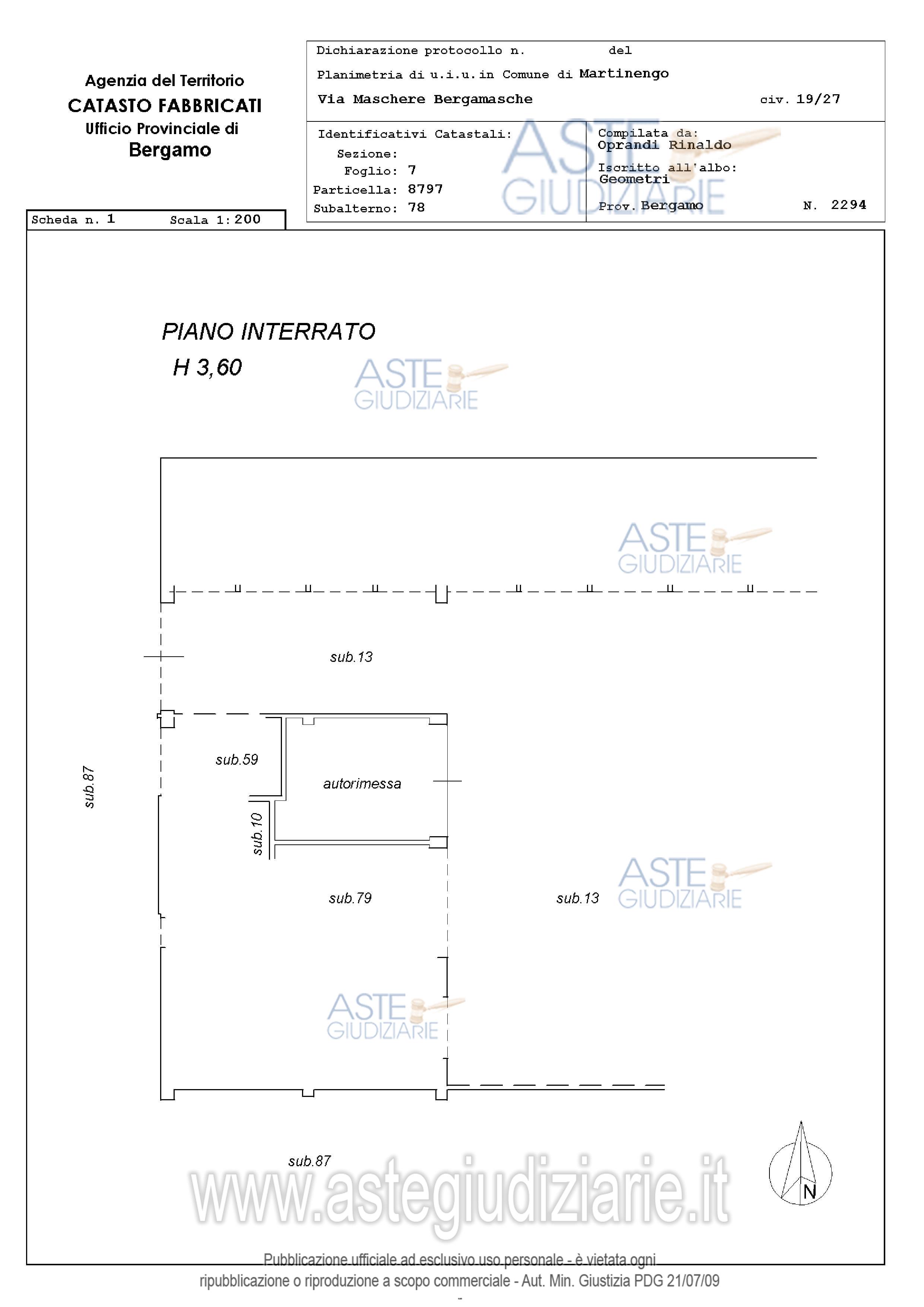 Planimetria del bene