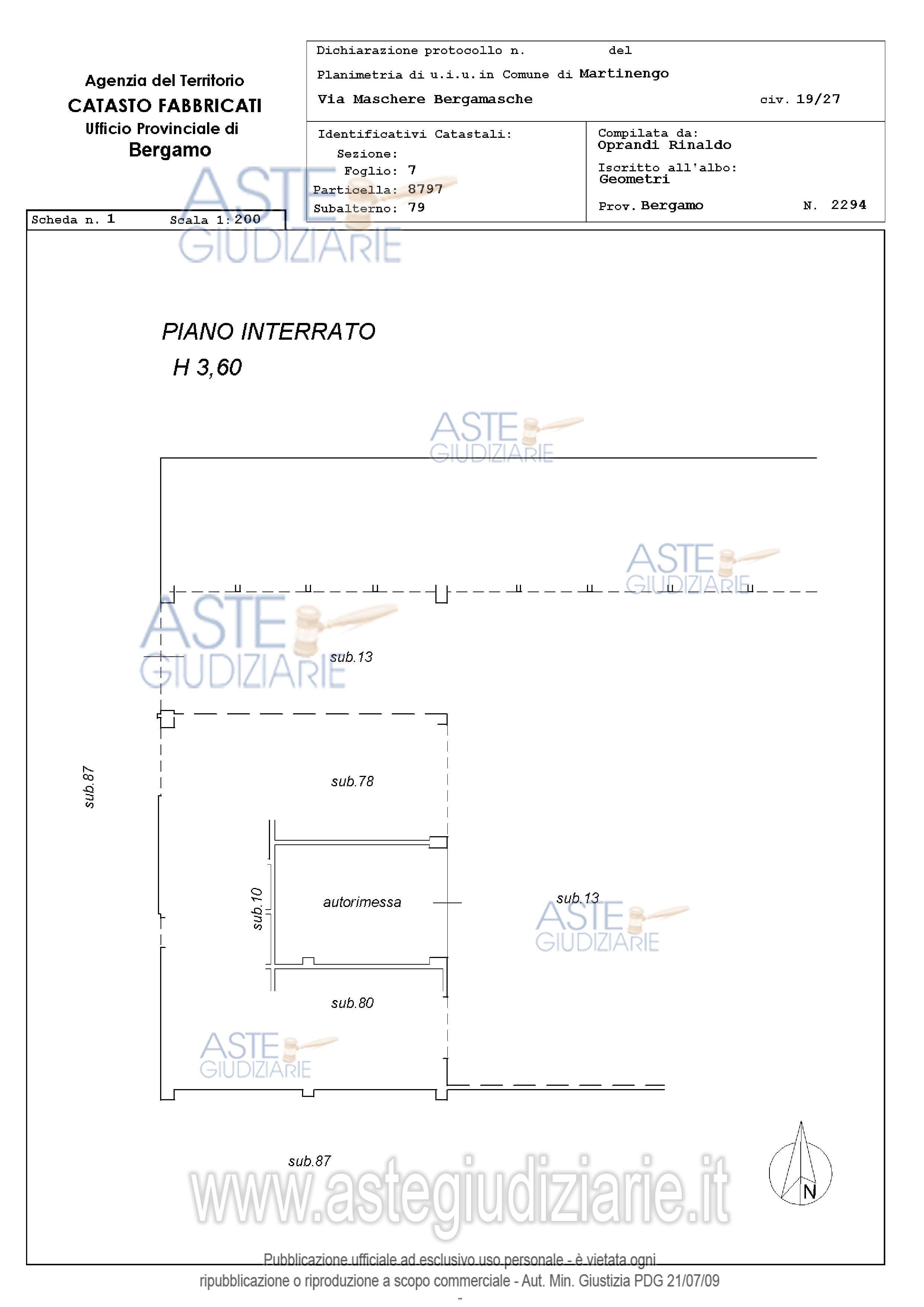 Planimetria del bene