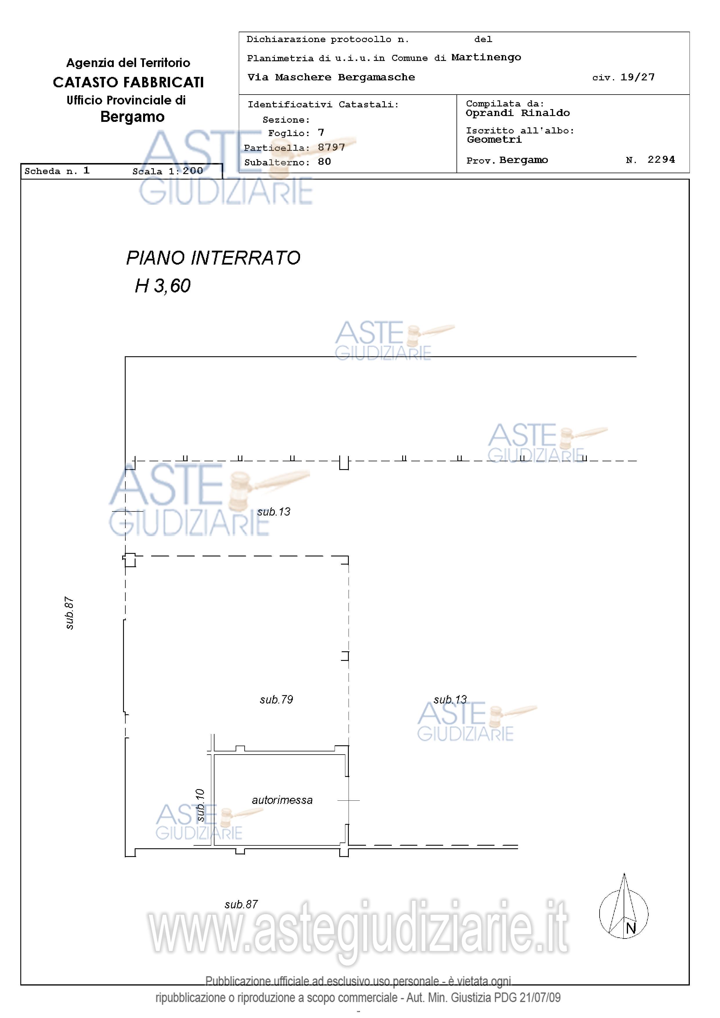 Planimetria del bene