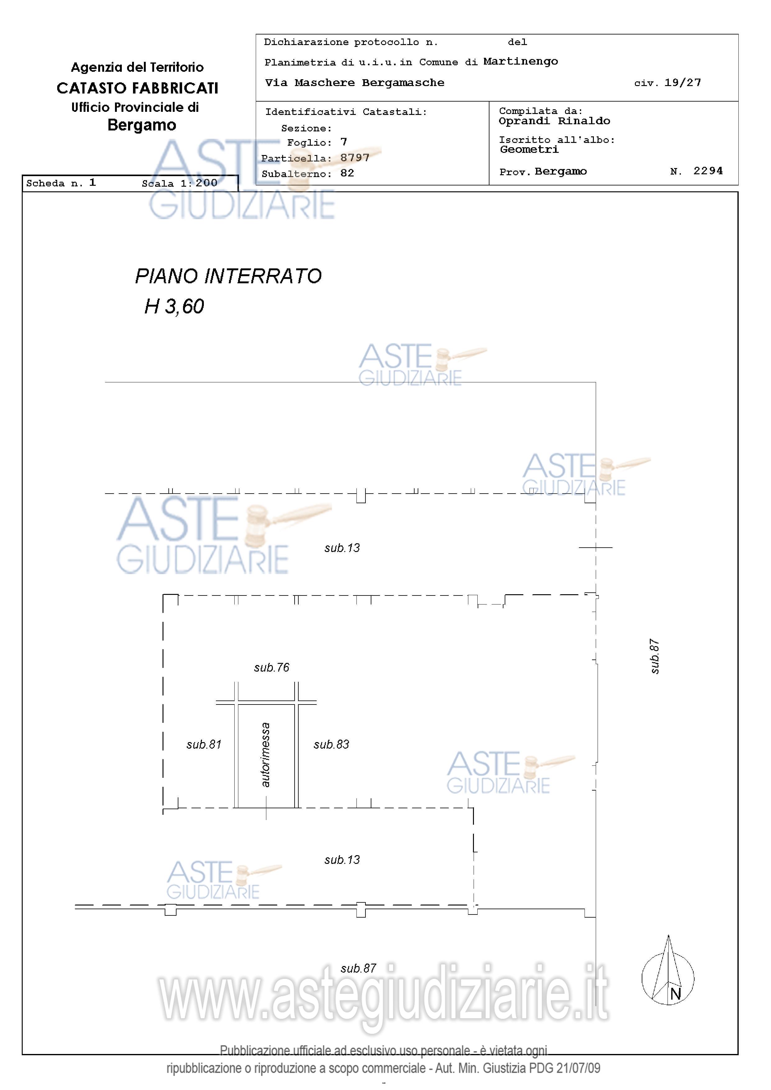 Planimetria del bene