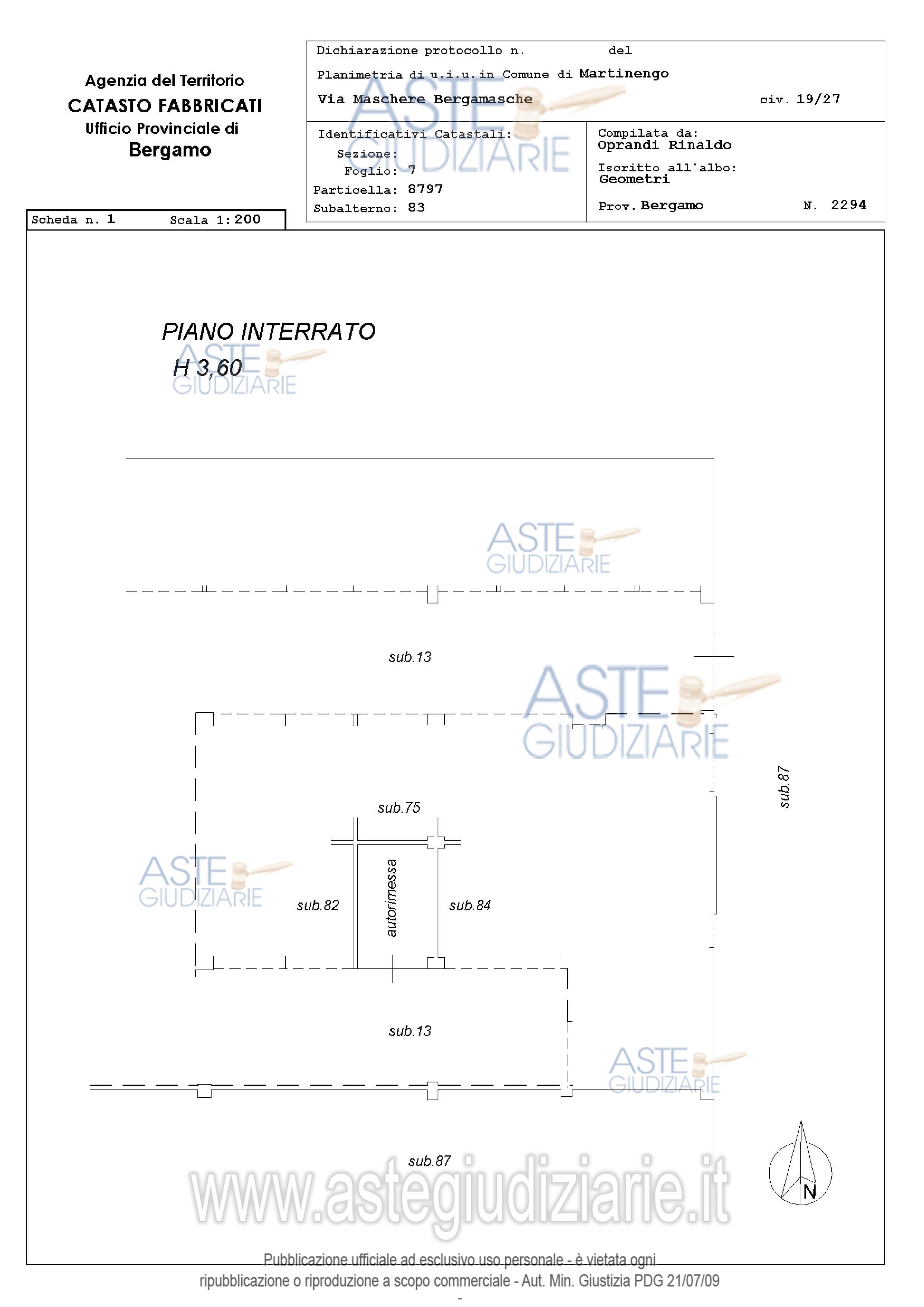 Planimetria del bene