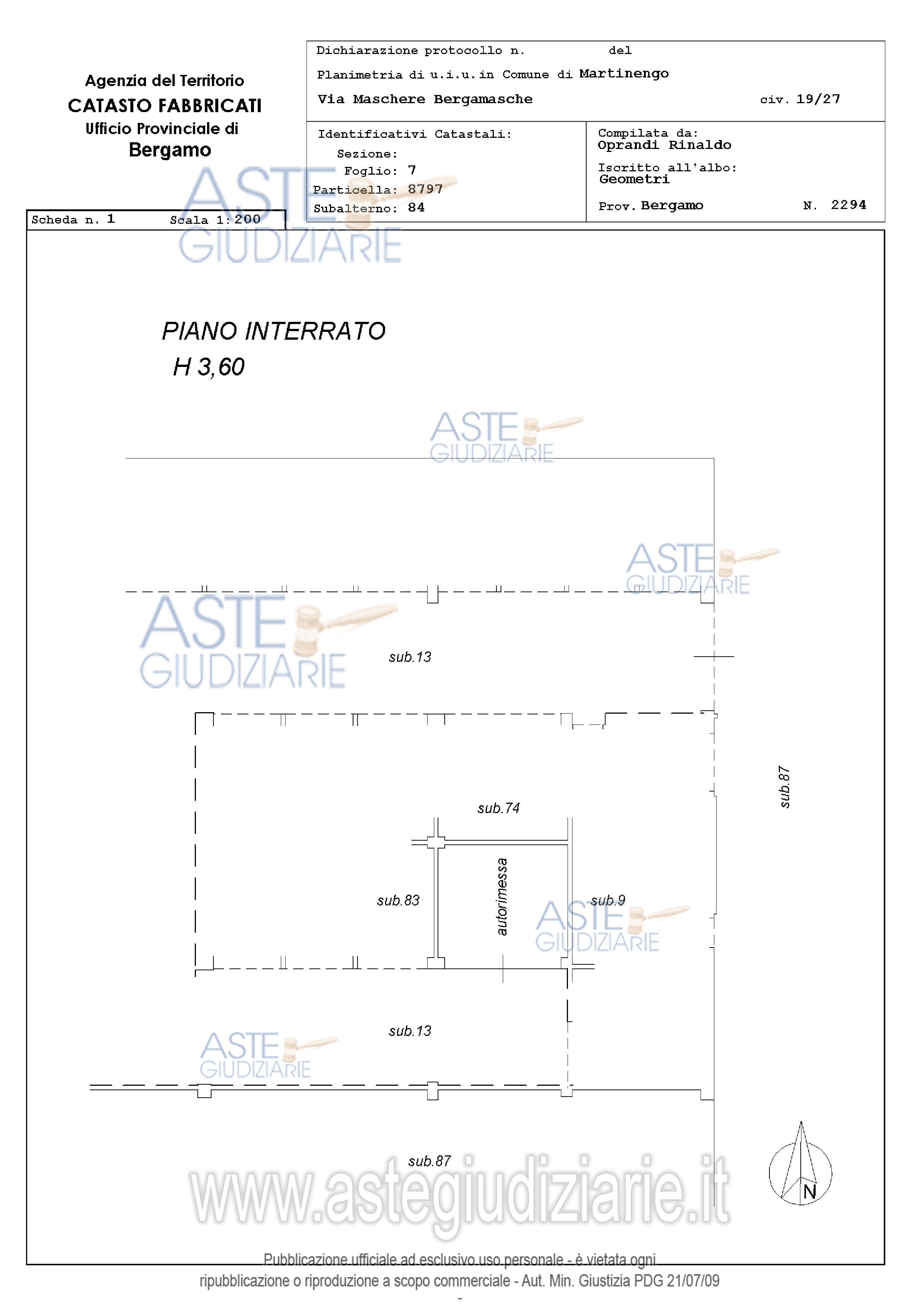 Planimetria del bene