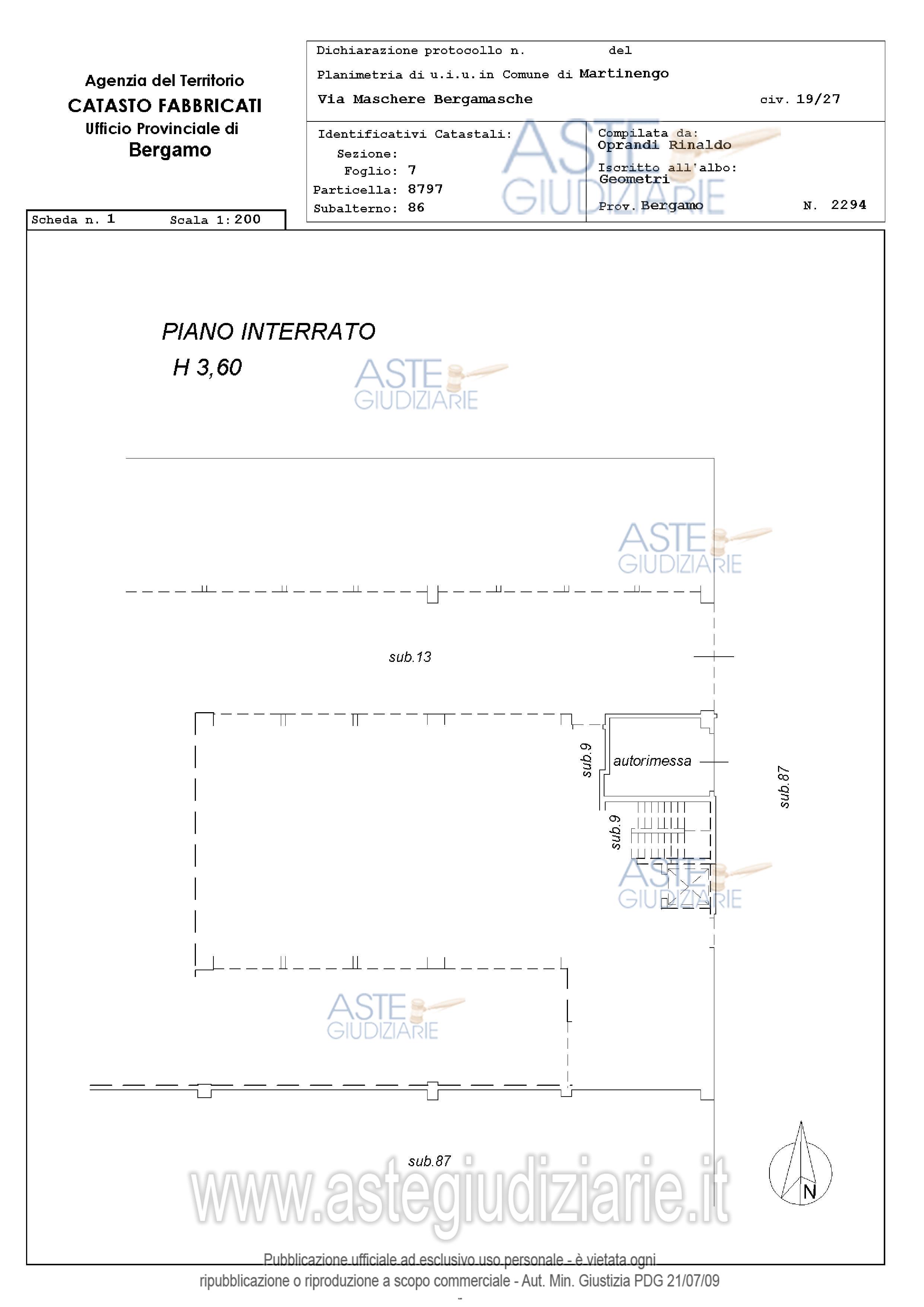 Planimetria del bene