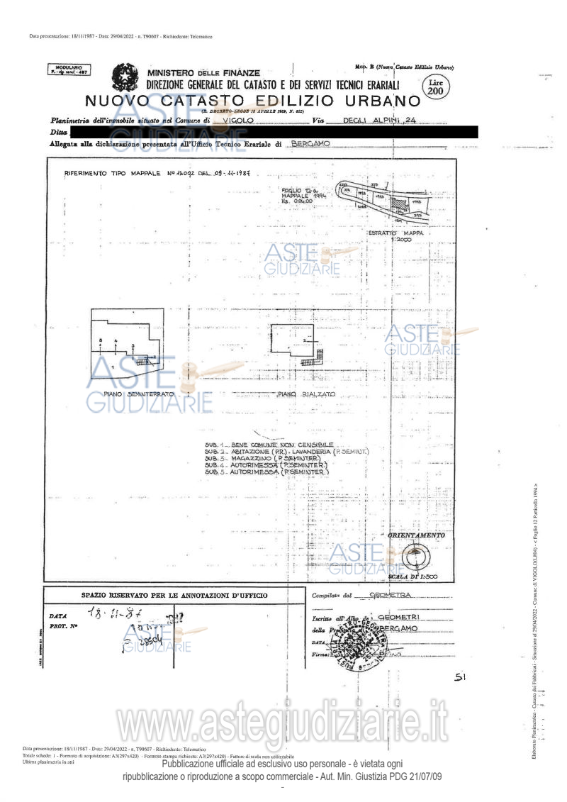 Planimetria del bene