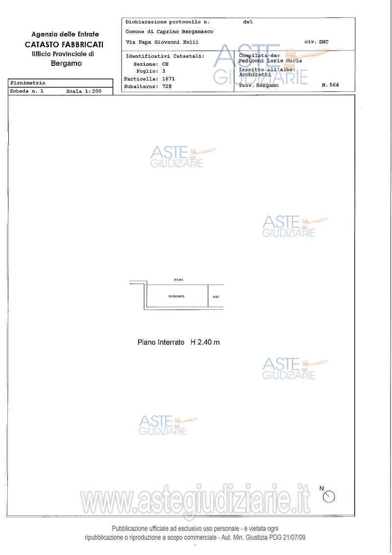 Planimetria del bene