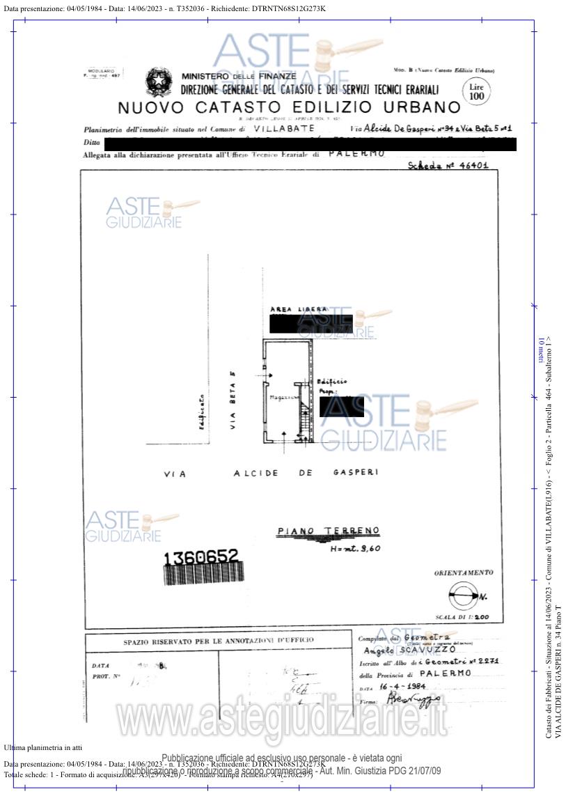 Planimetria del bene