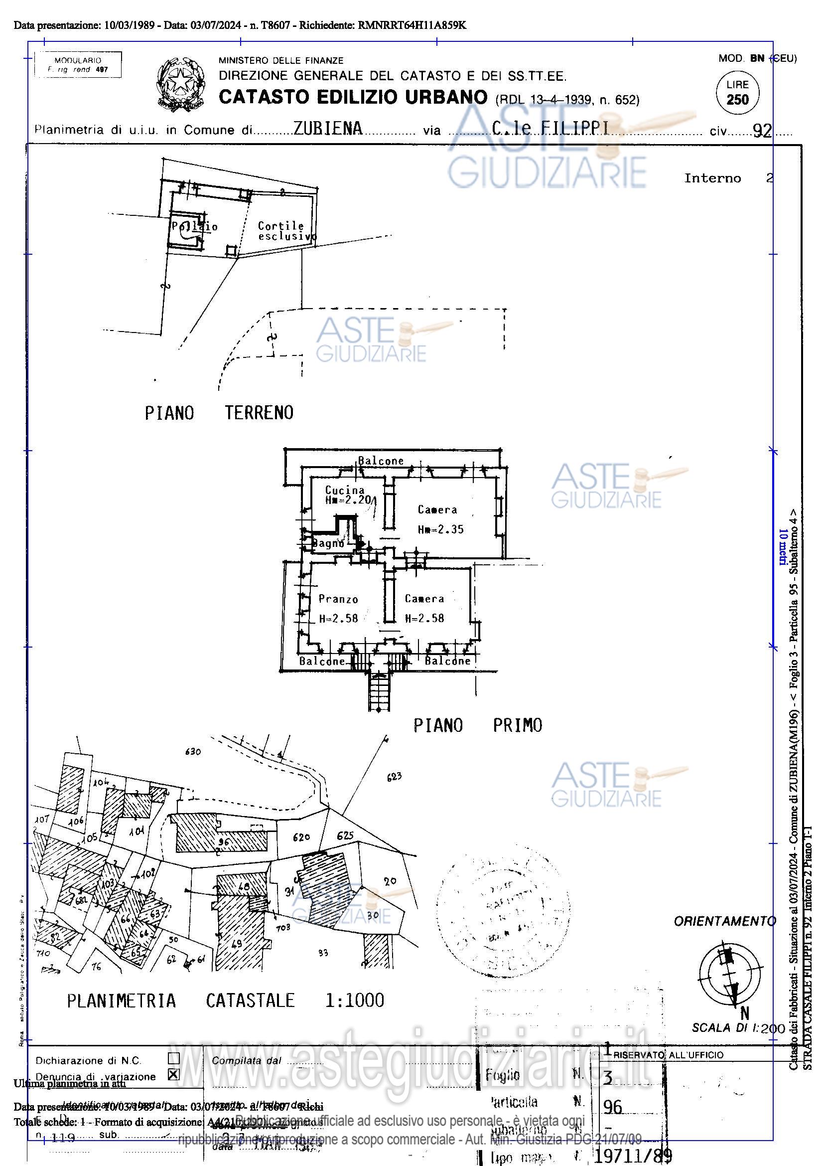 Planimetria del bene